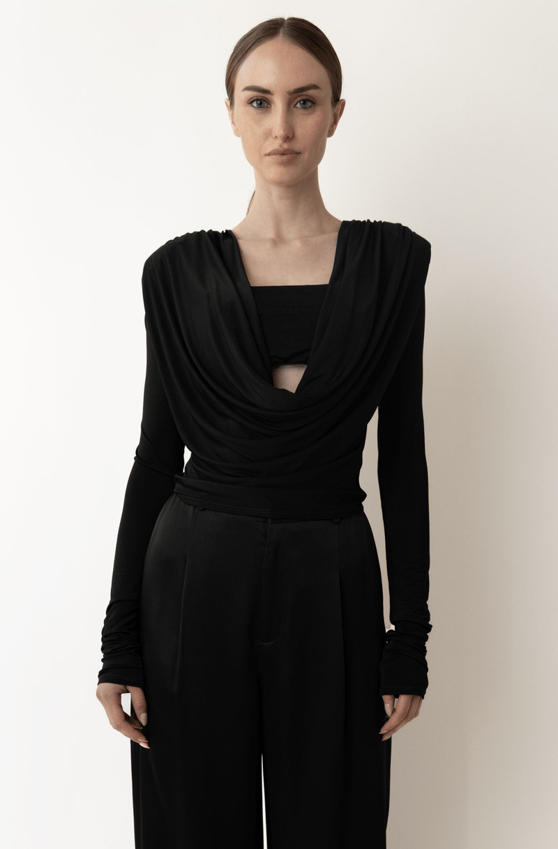 LAPOINTE Jersey Cowl Neck Bandeau Top outlook