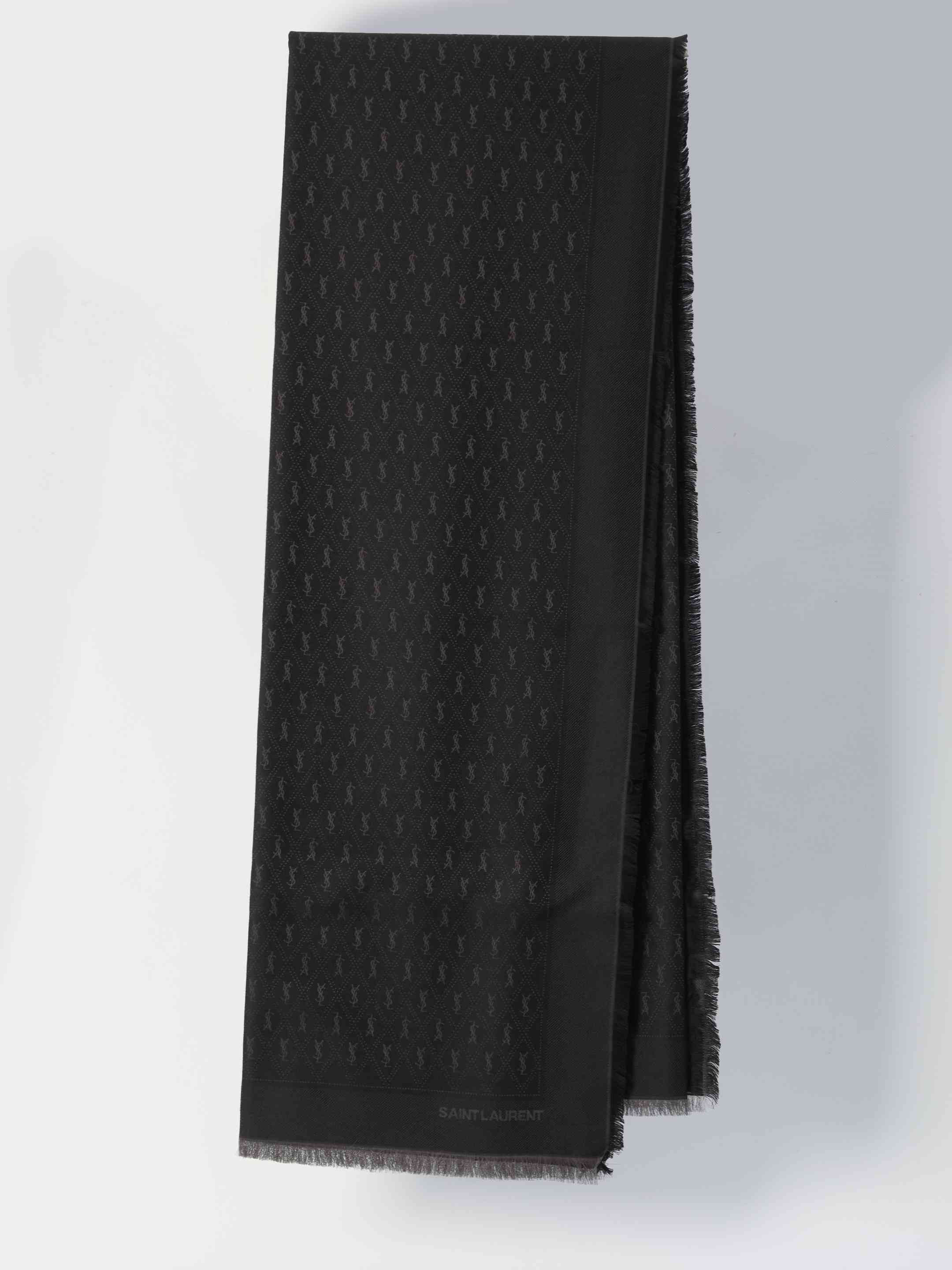 Saint Laurent Men Large Scarf With Ysl Monogram - 1