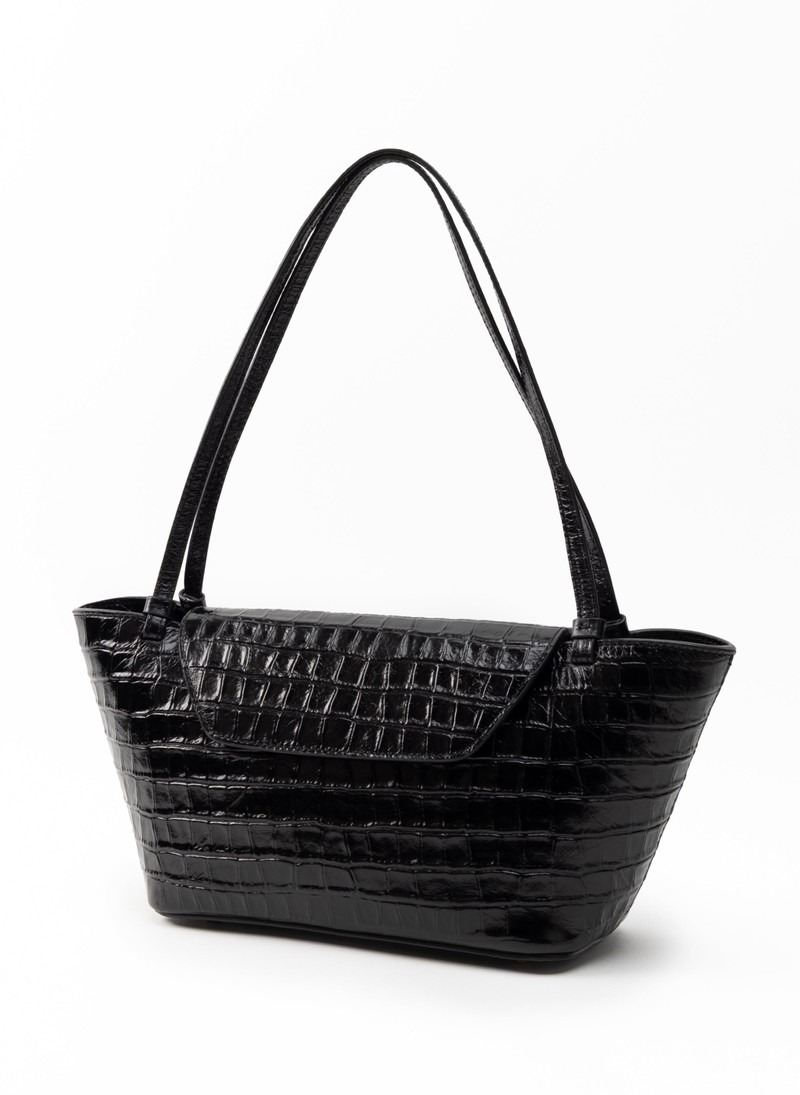 Elleme Courrier Tote Croco Embossed Leather Black outlook