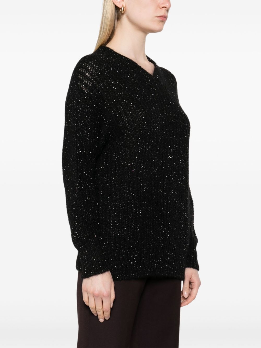 metallic-threading knitted sweater - 3
