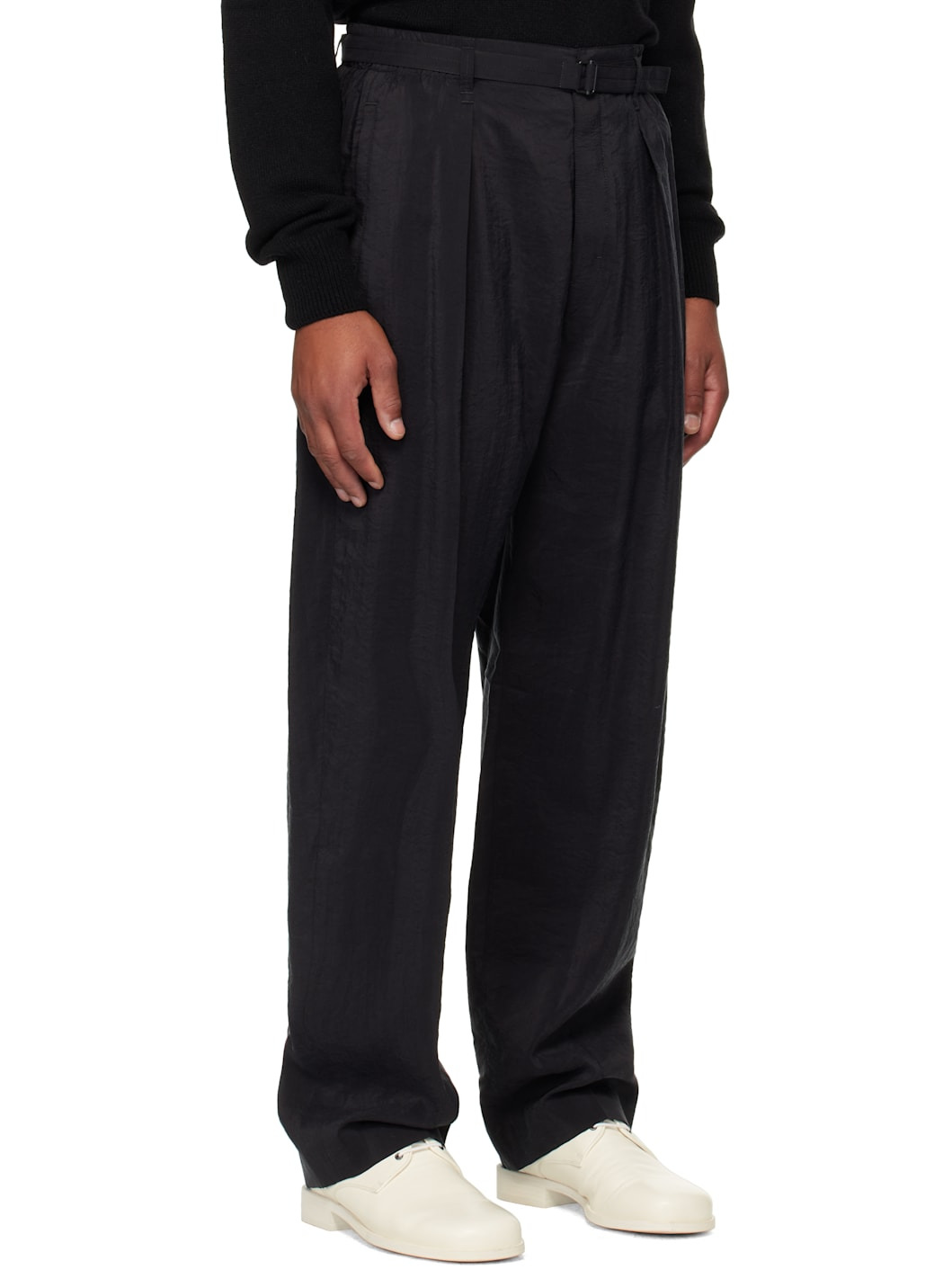 Black Belted Relaxed Trousers - 2