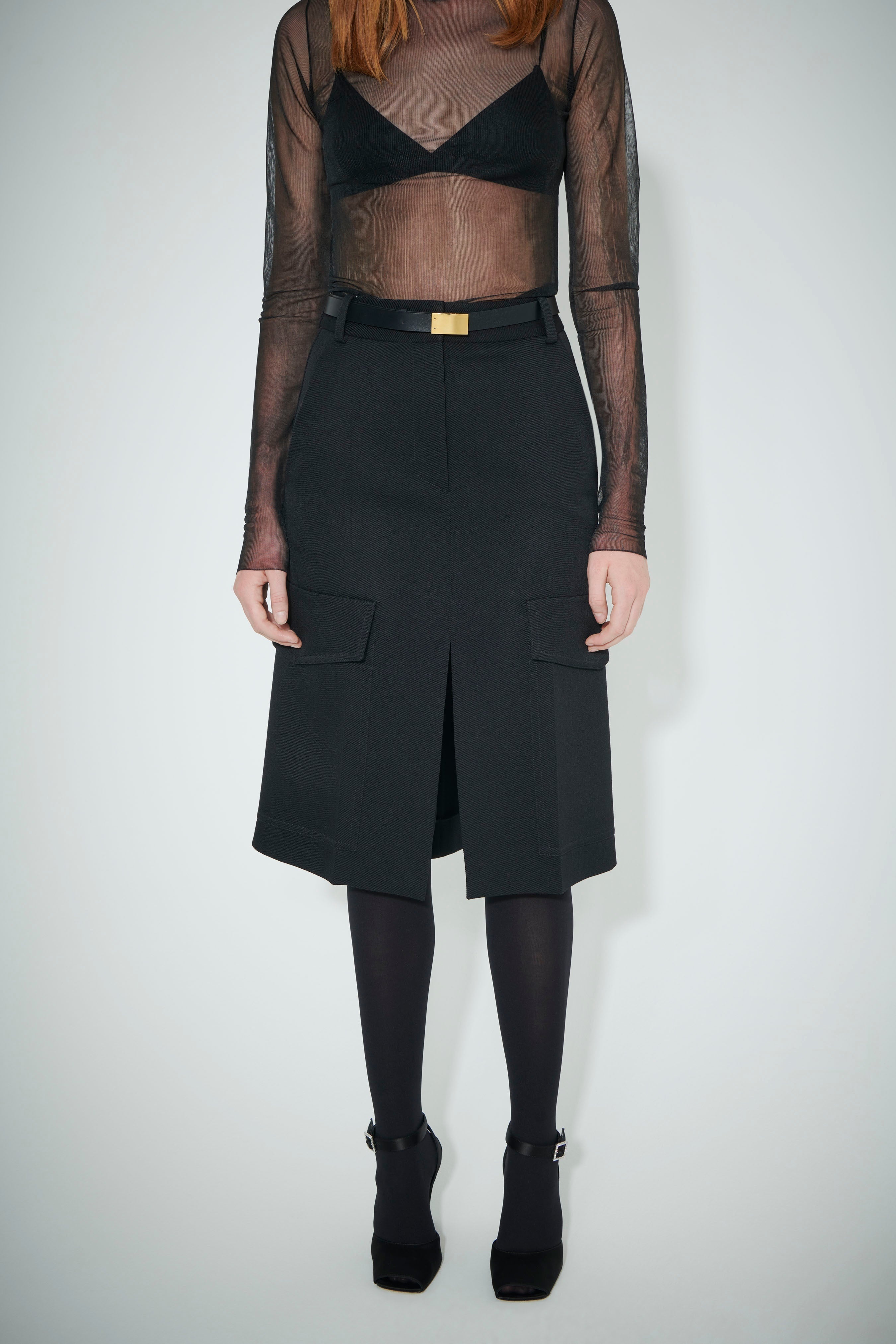Tailored Utility Skirt in Black - 3