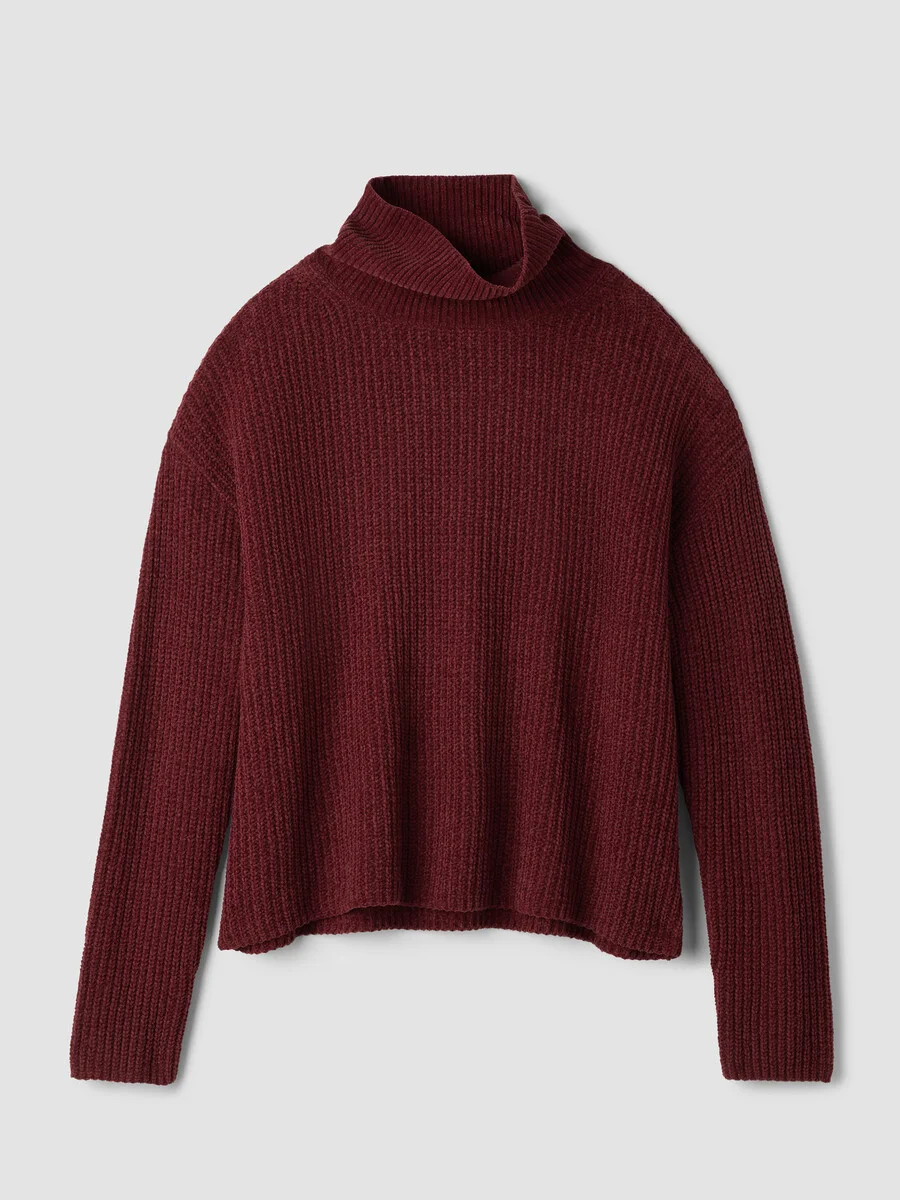 Organic Cotton Chenille Turtleneck Top - 1
