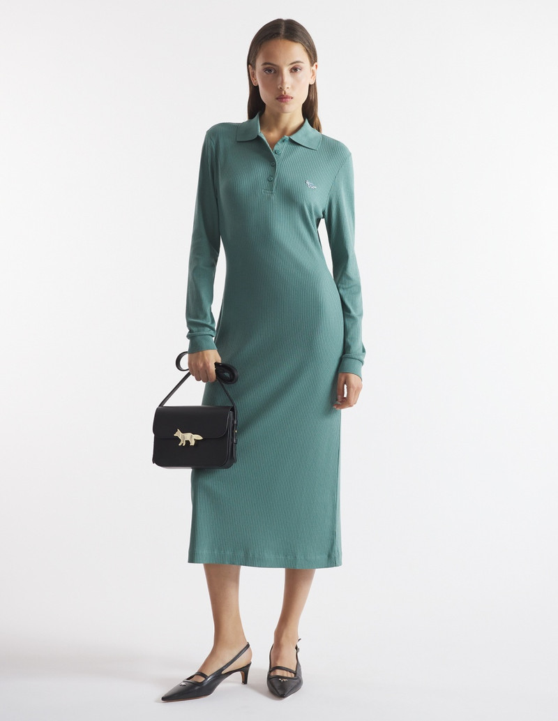 Maison Kitsuné FINE RIBBED LONG SLEEVES POLO DRESS outlook