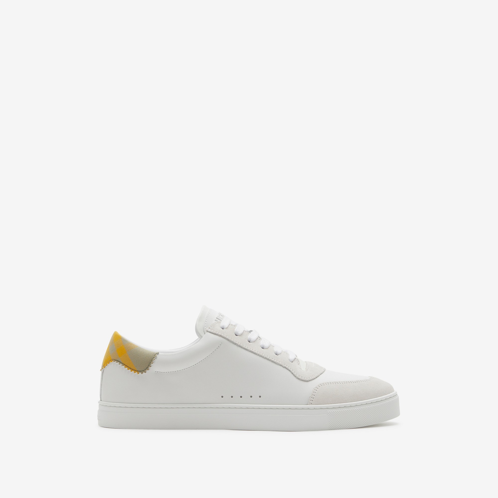 Leather and Check Cotton Sneakers - 1