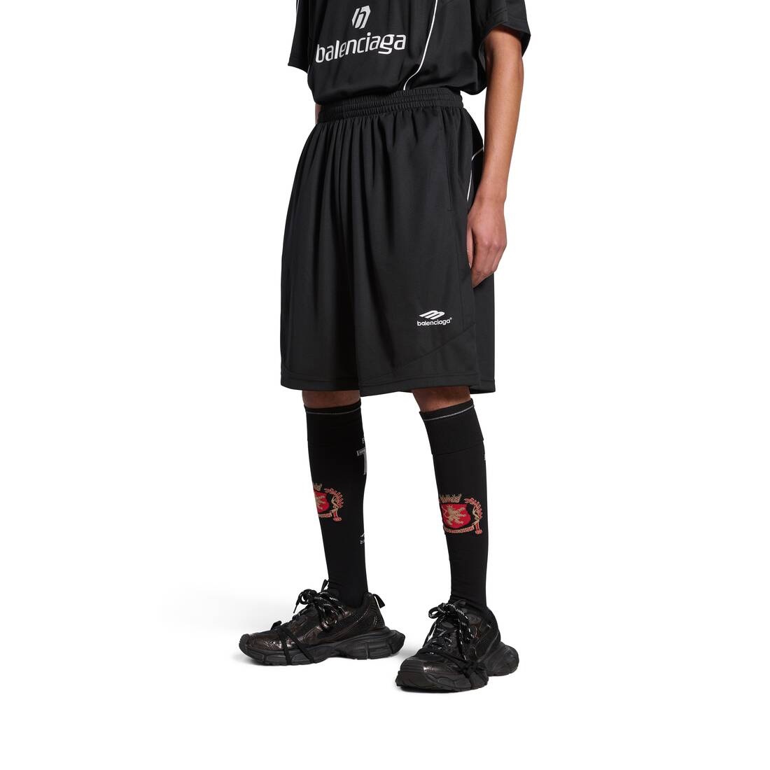 Men's Soccer Baggy Shorts in Black/white - 5