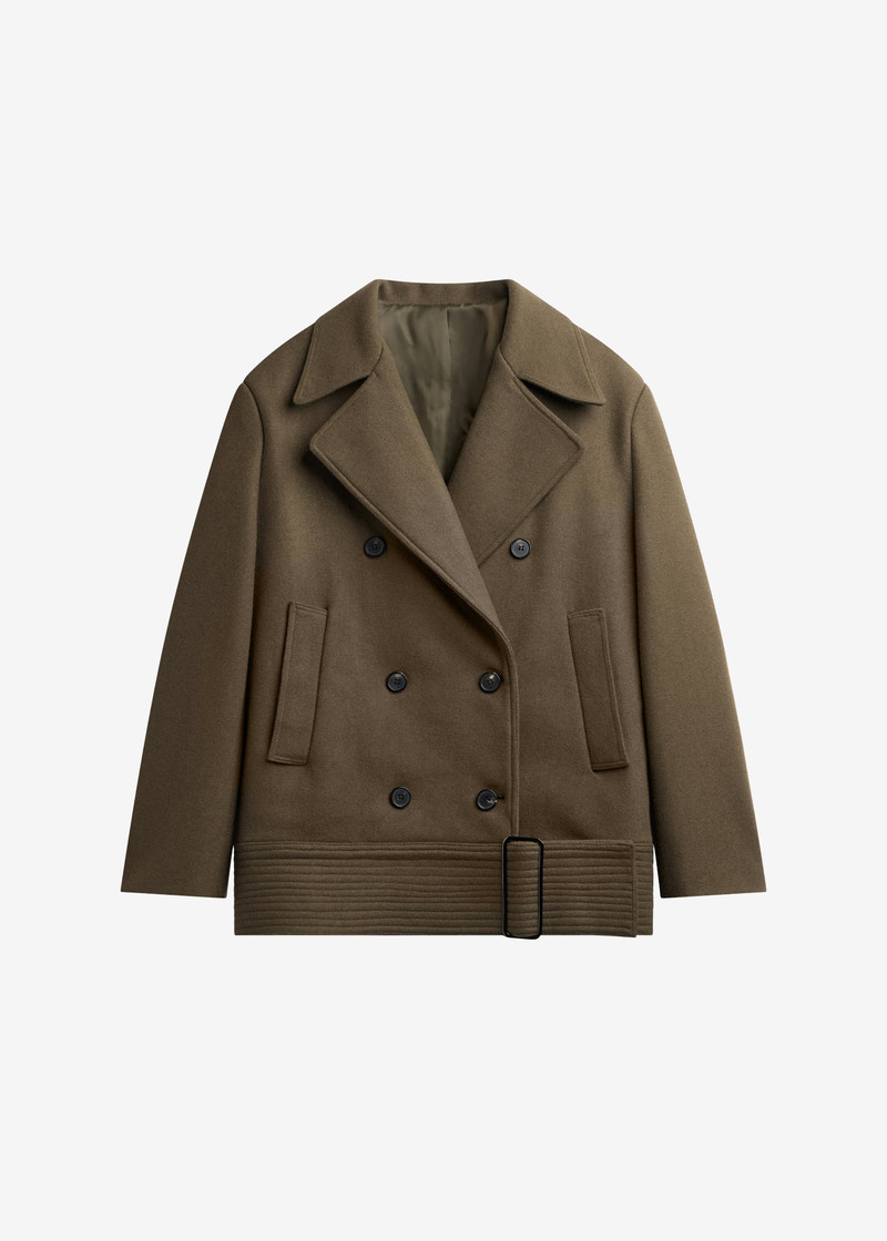Manali Belted Peacoat - Olive Brown 1