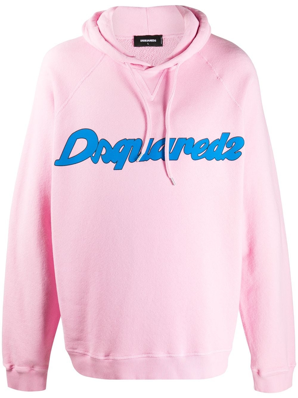 pink logo print cotton hoodie - 1