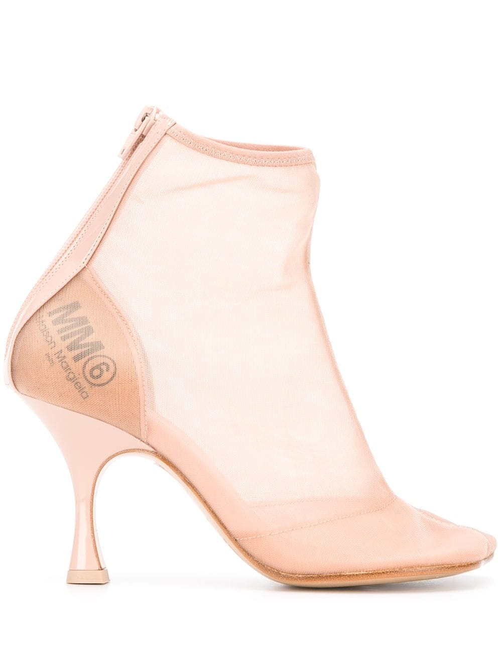 square-toe mesh ankle boots - 1