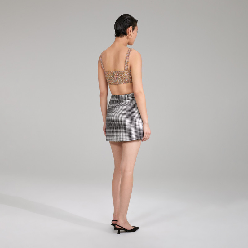 self-portrait Gold Tinsel Bouclé Crop Top outlook