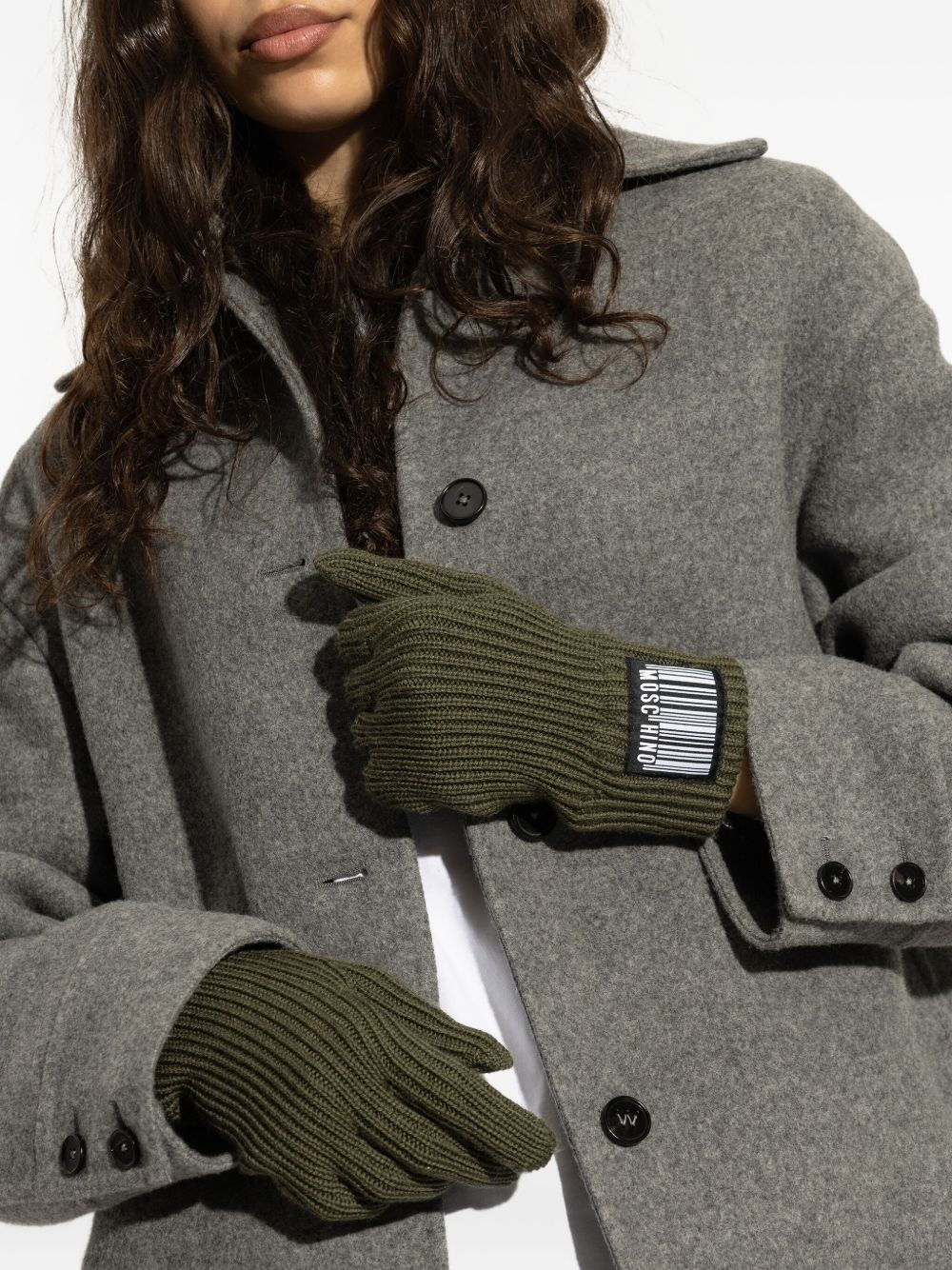 ribbed logo-patch gloves - 4