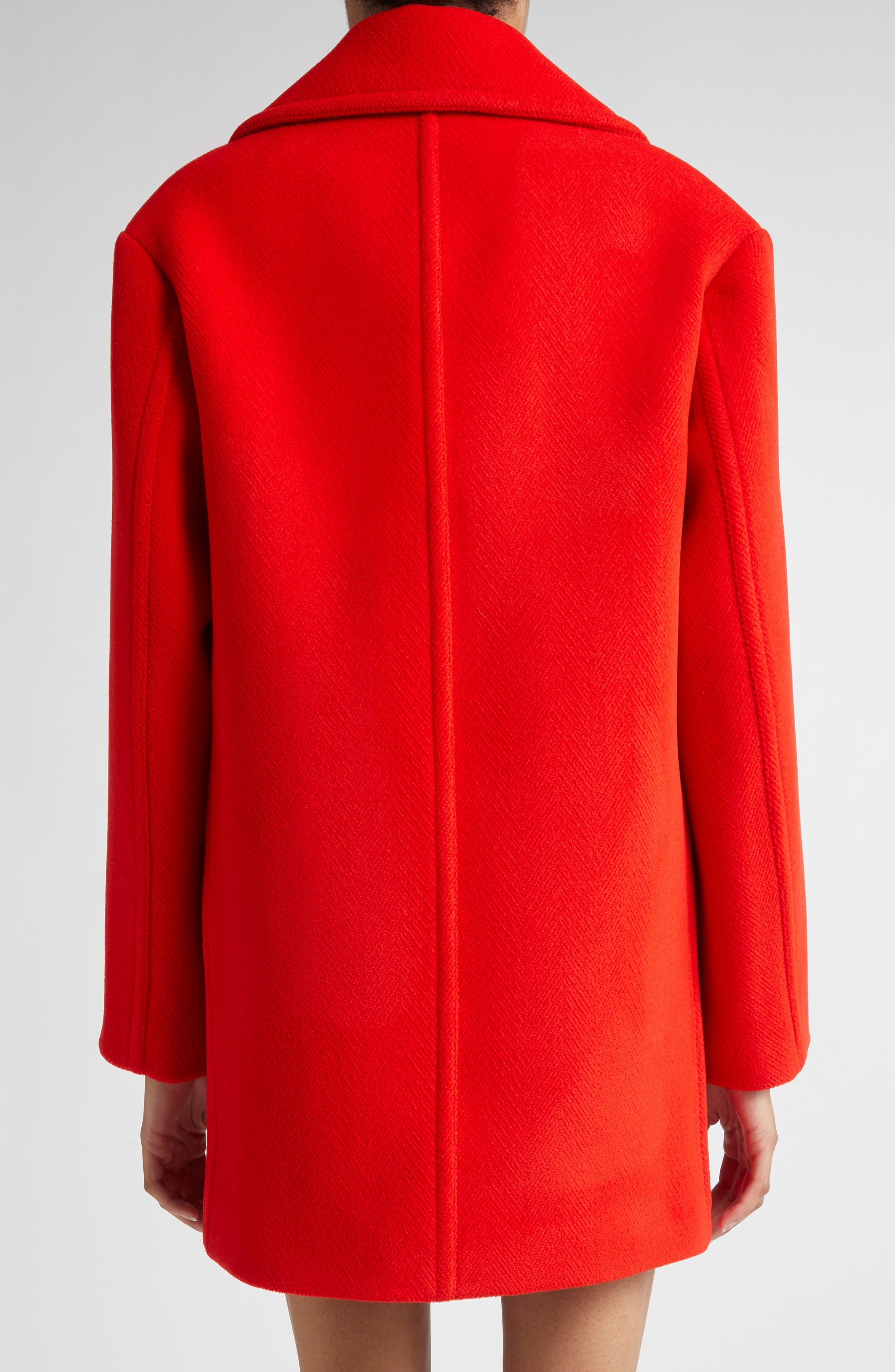 Jil Sander Double Breasted Elongated Wool Peacoat in Strawberry at Nordstrom - 3