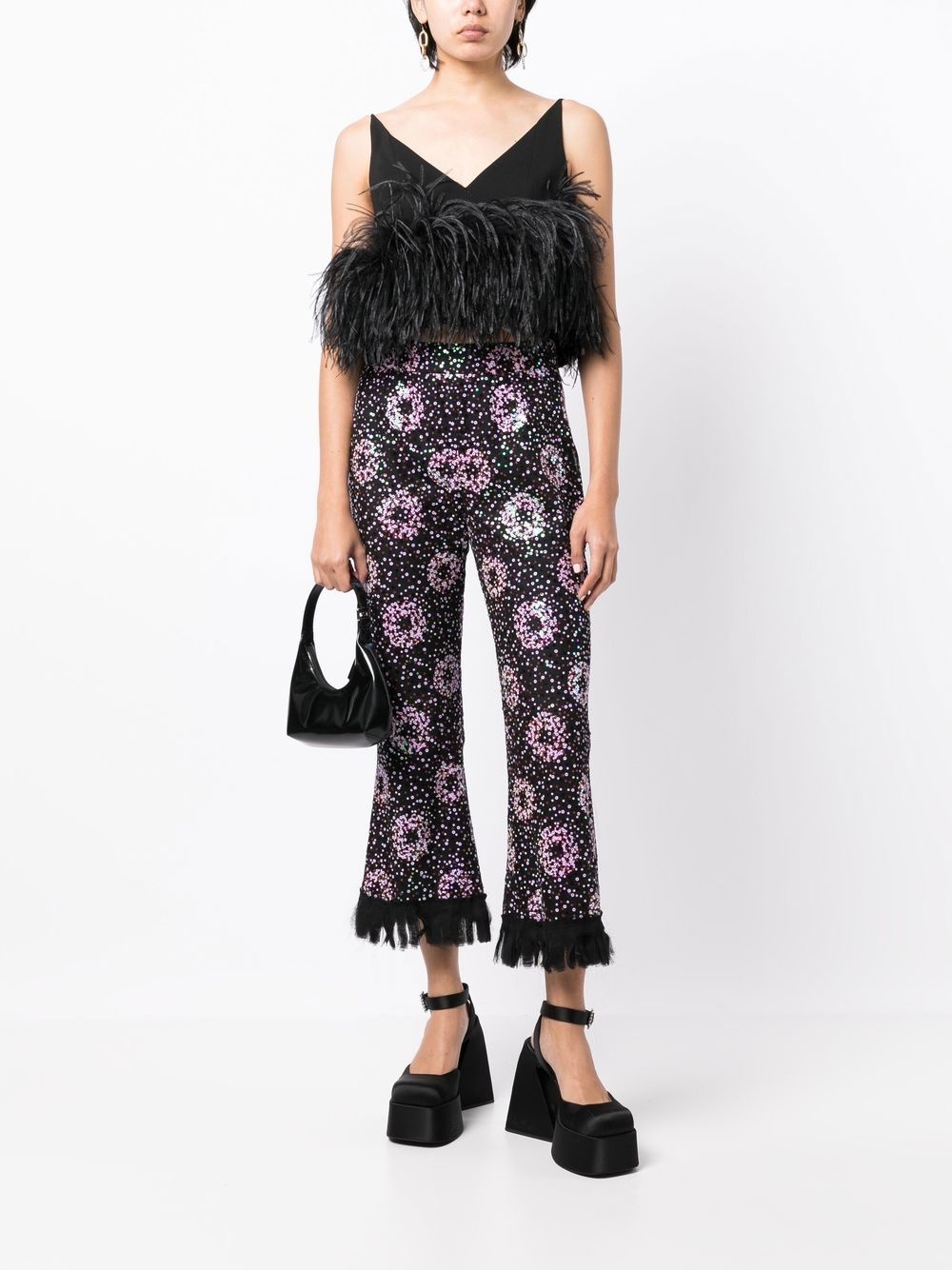 cropped sequin-embellished trousers - 2