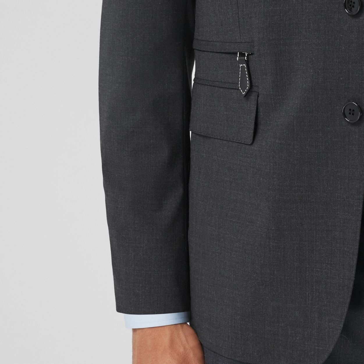 Pocket Detail Stretch Wool Tailored Jacket - 5