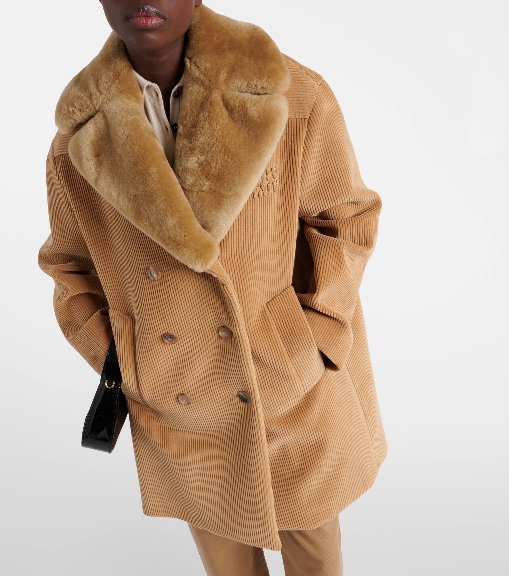 Shearling-trimmed corduroy coat - 6