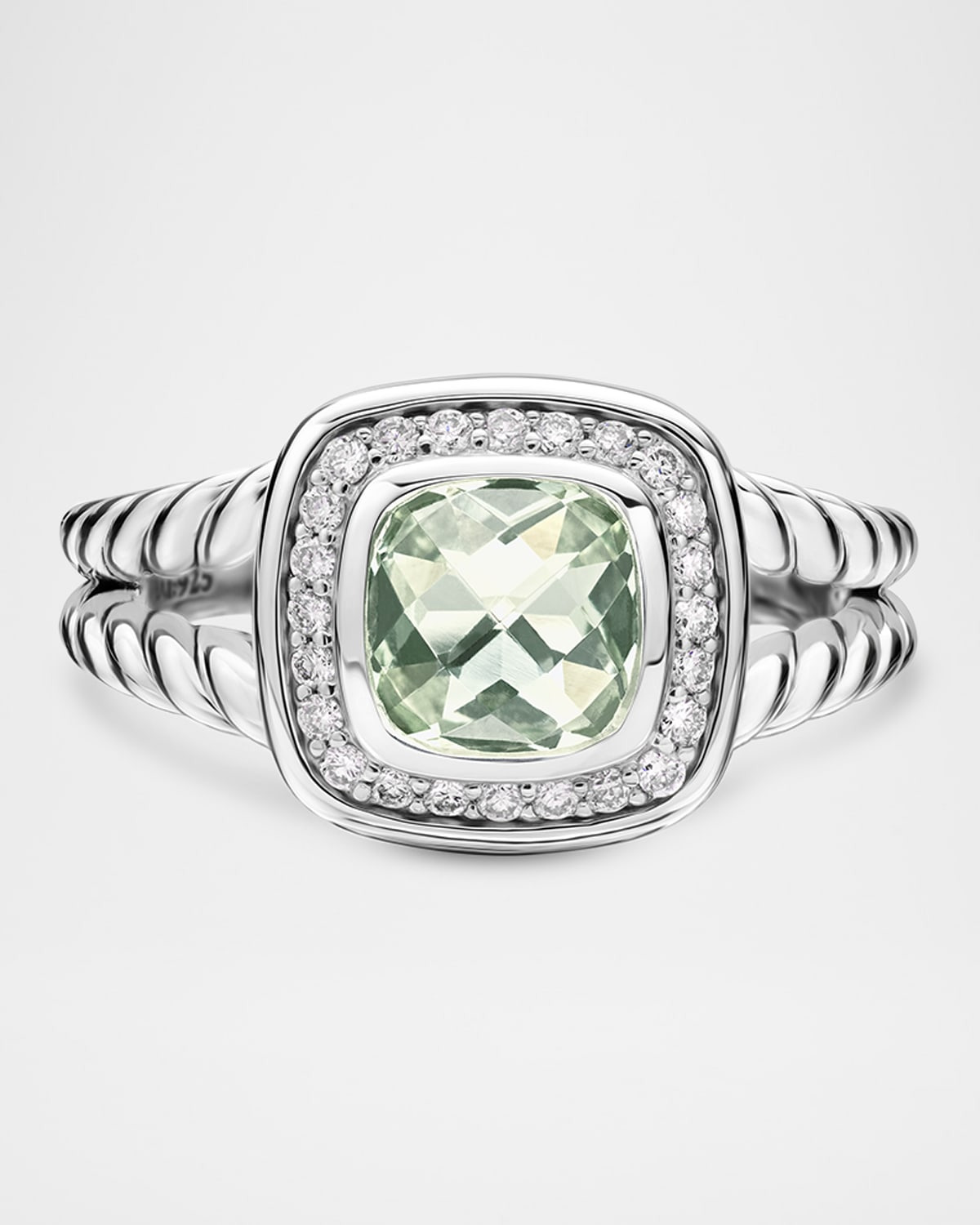 Petite Albion Ring with Gemstone and Diamonds in Silver, 7mm - 1
