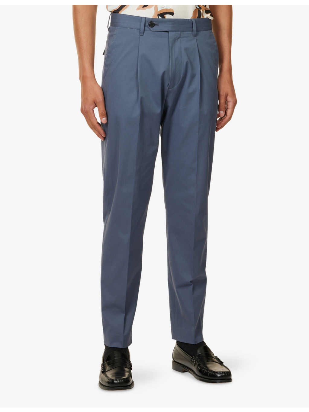 Regular-Fit Tapered-Leg Stretch-Cotton Trousers - 3