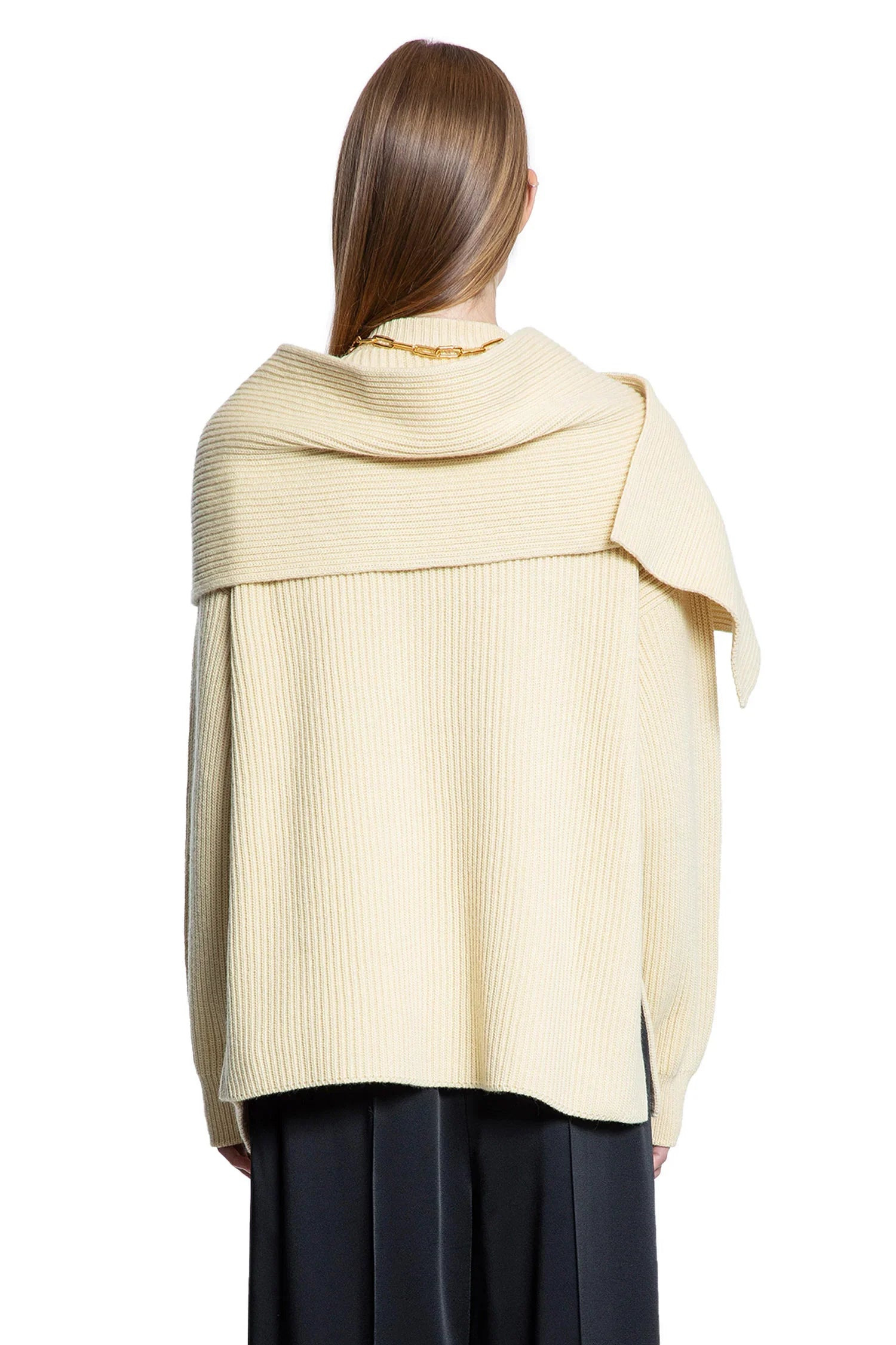 Draped-Scarf-Neck-Sweater - 3