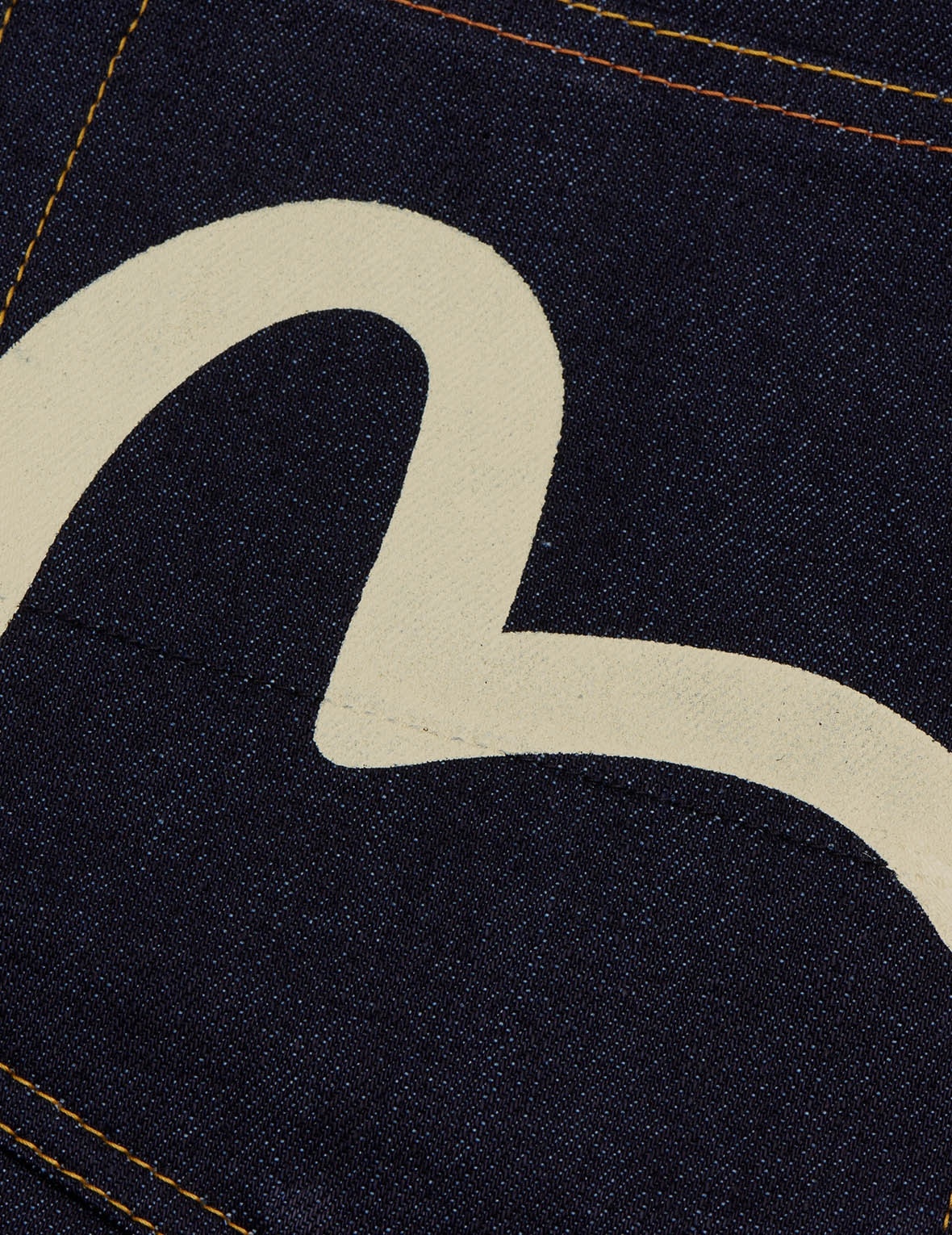 HANDPAINTED SEAGULL STRAIGHT FIT REVERSED RAW DENIM SELVEDGE JEANS - 4