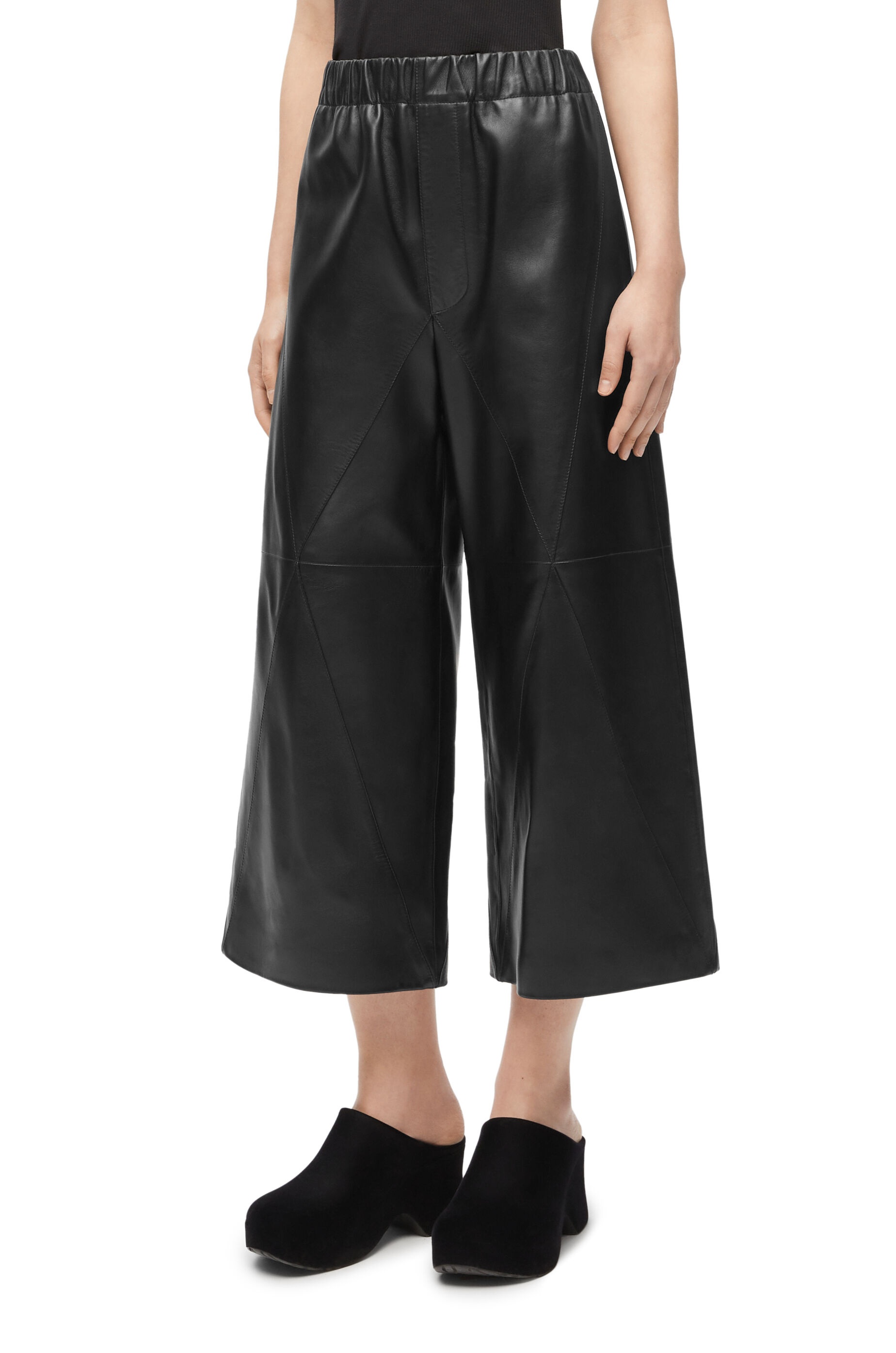 Puzzle Fold cropped trousers in nappa lambskin - 3