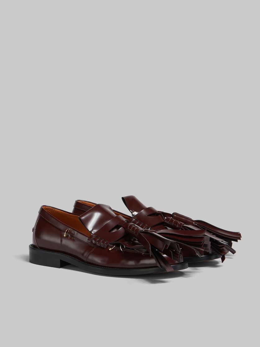 BURGUNDY LEATHER BAMBI LOAFER WITH MAXI TASSELS - 2