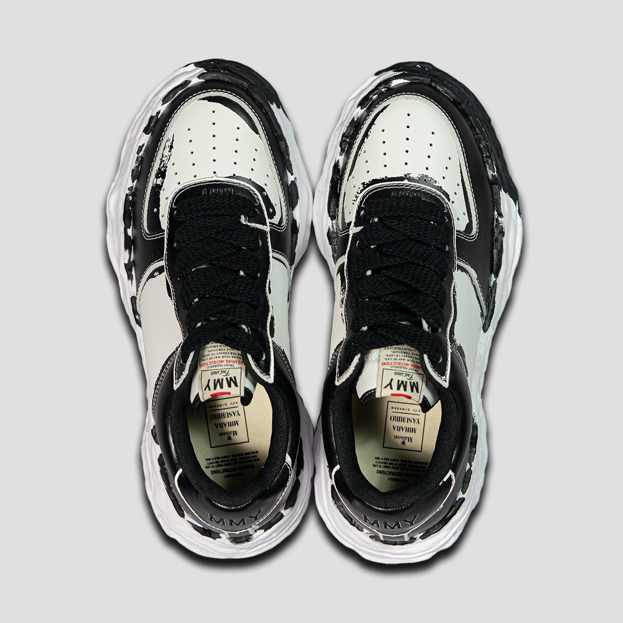 WAYNE OG SOLE LOW-TOP PAINTED LEATHER SNEAKERS - 3