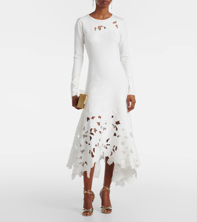 Oscar de la Renta Lace-trimmed asymmetric midi dress outlook