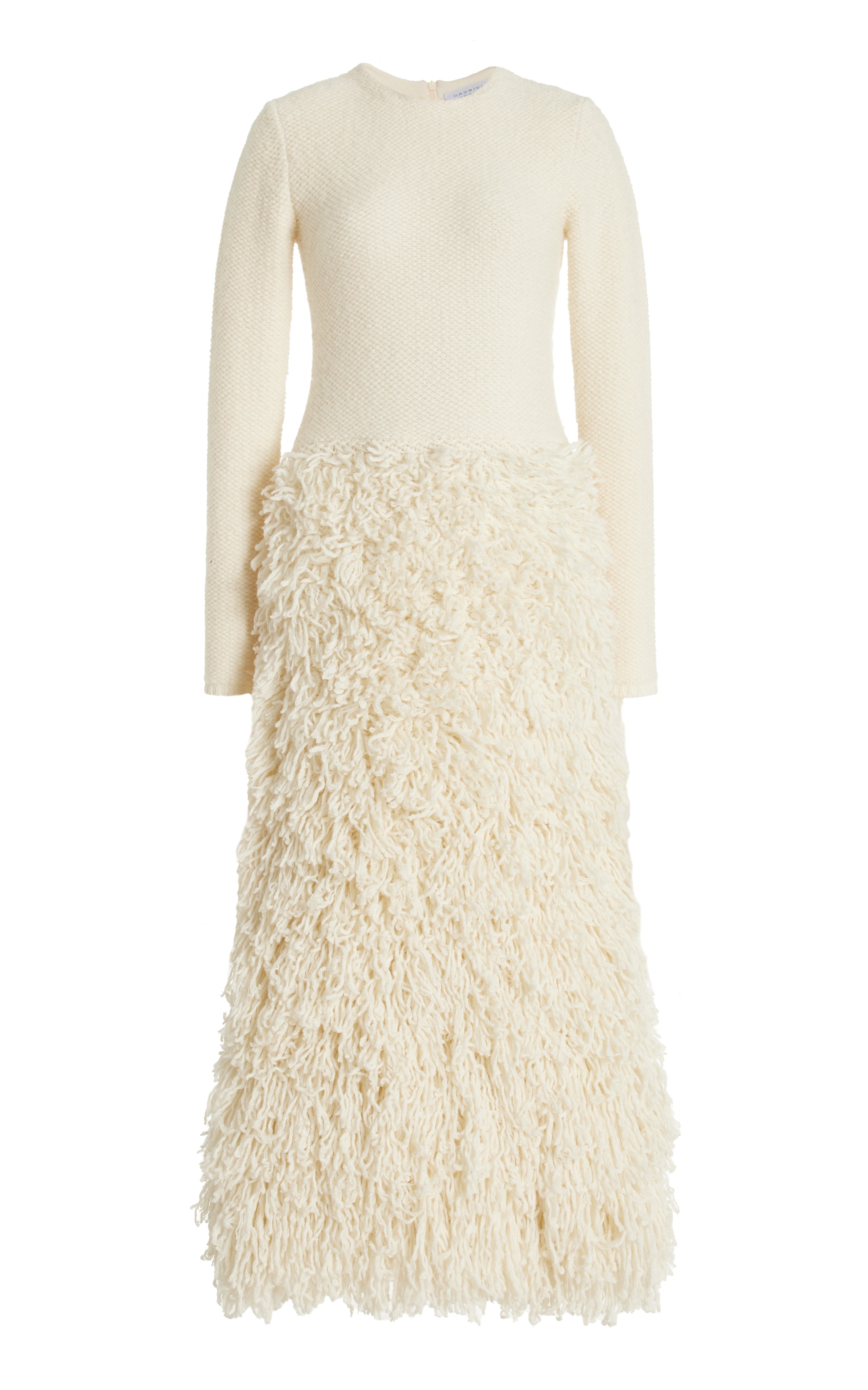 Turner Knit Dress in Ivory Virgin Wool Cashmere Silk - 1