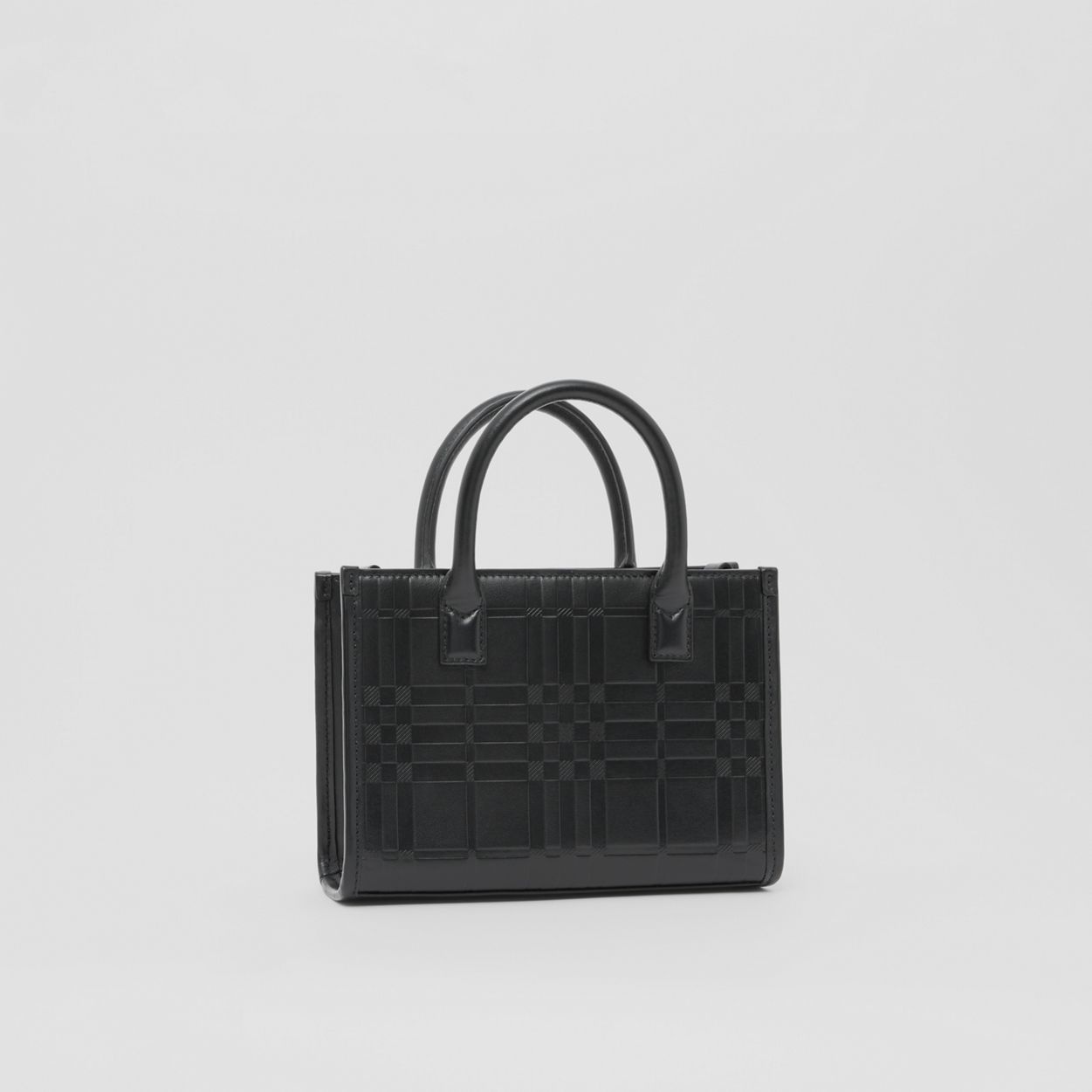 Mini Embossed Check Leather Tote - 5