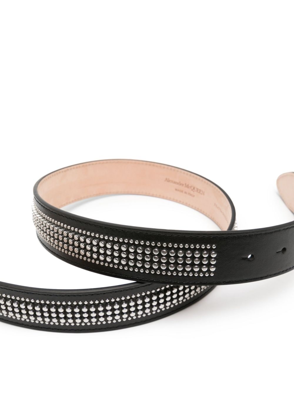 skull-buckle studded leather belt - 2