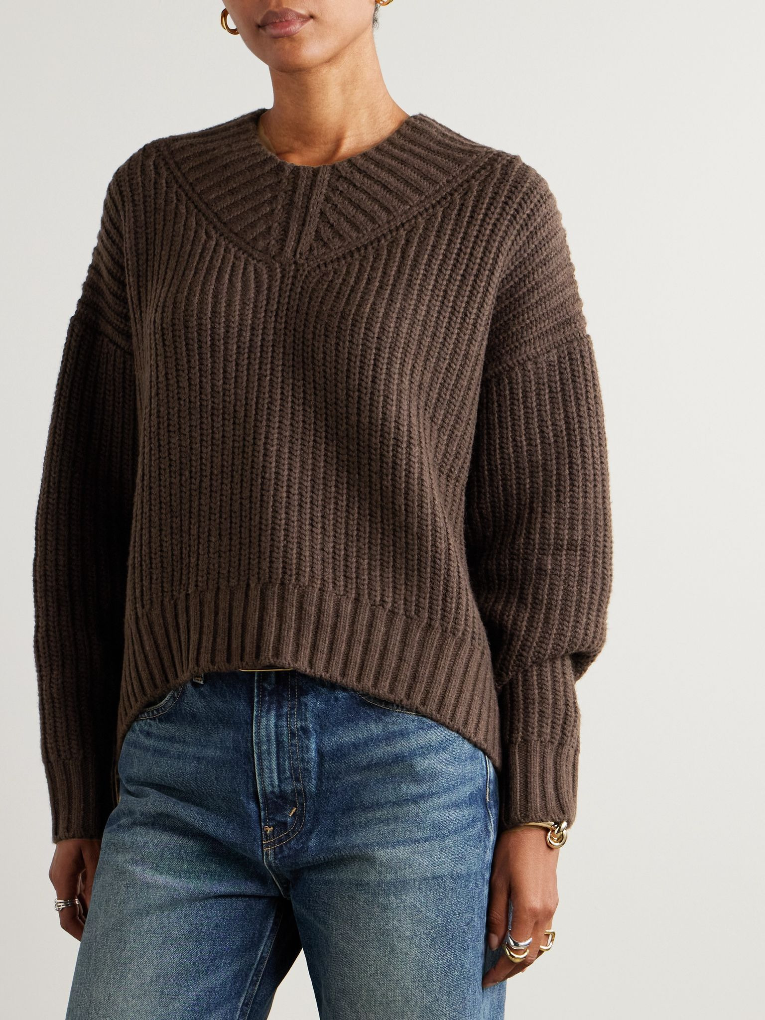 Otto ribbed-knit wool-blend sweater Dark brown - 3