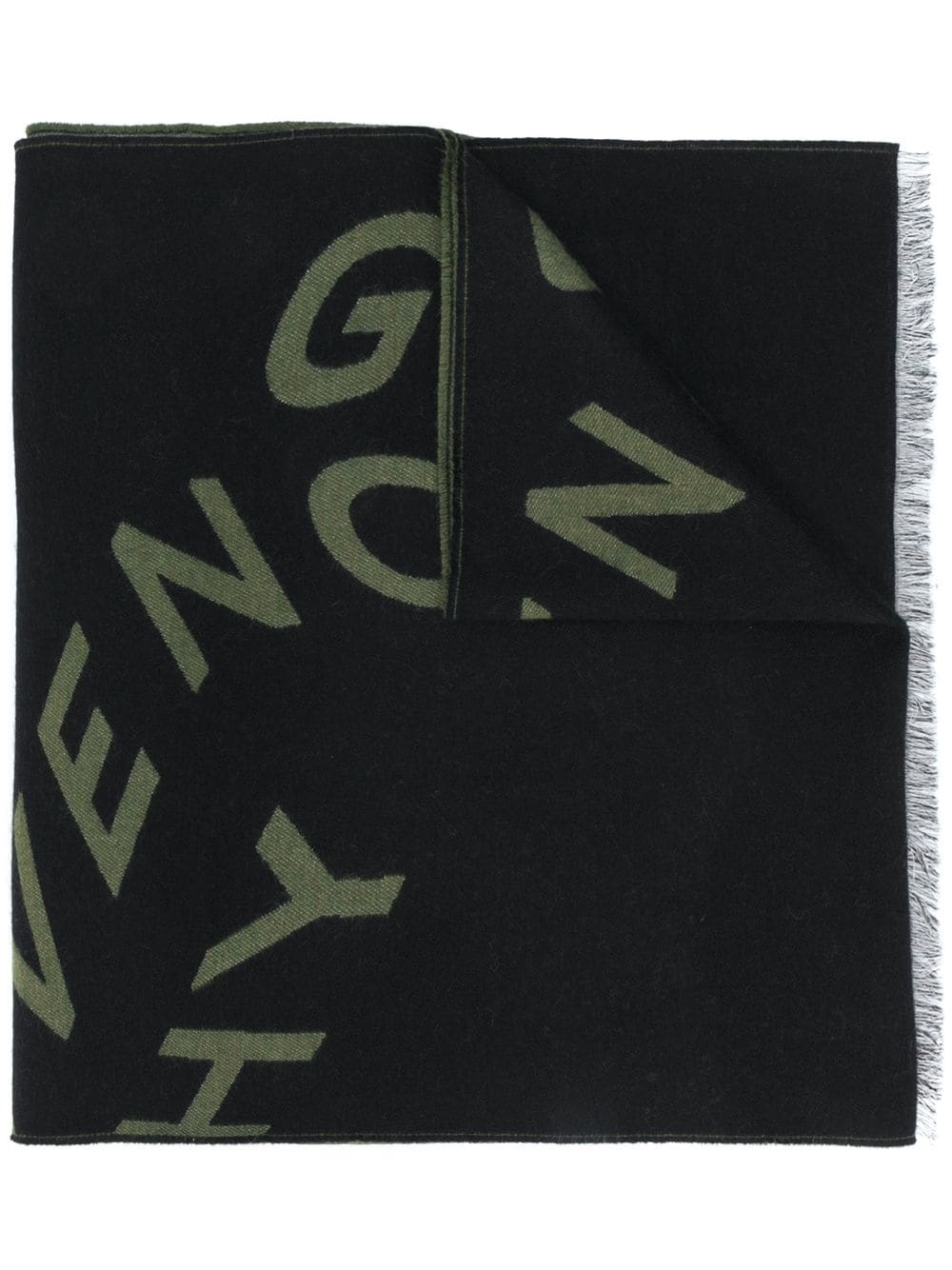 logo print frayed scarf - 1