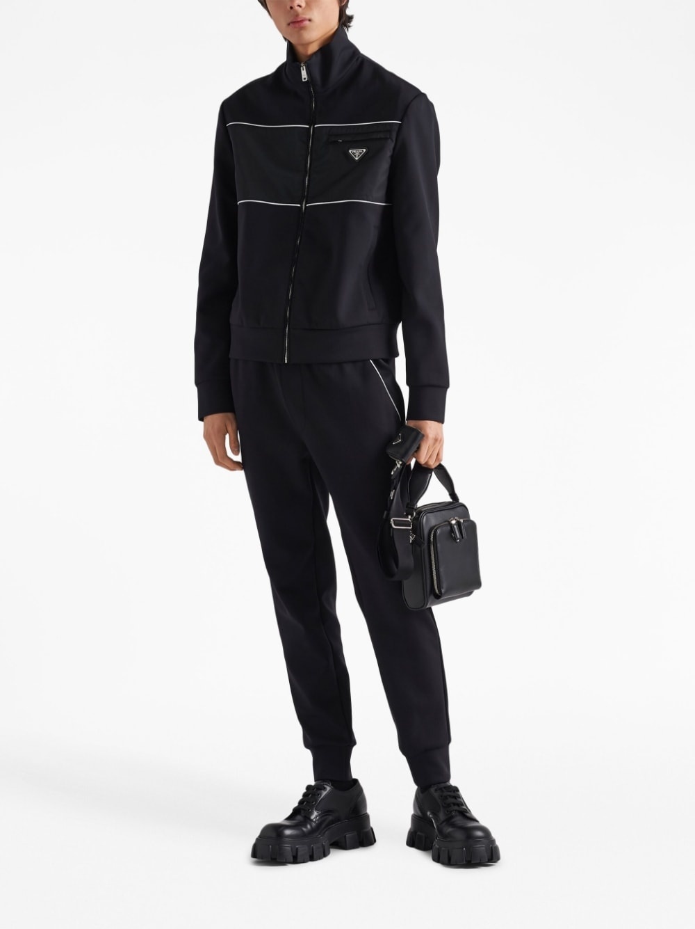 nylon-panel zip-up jacket - 2