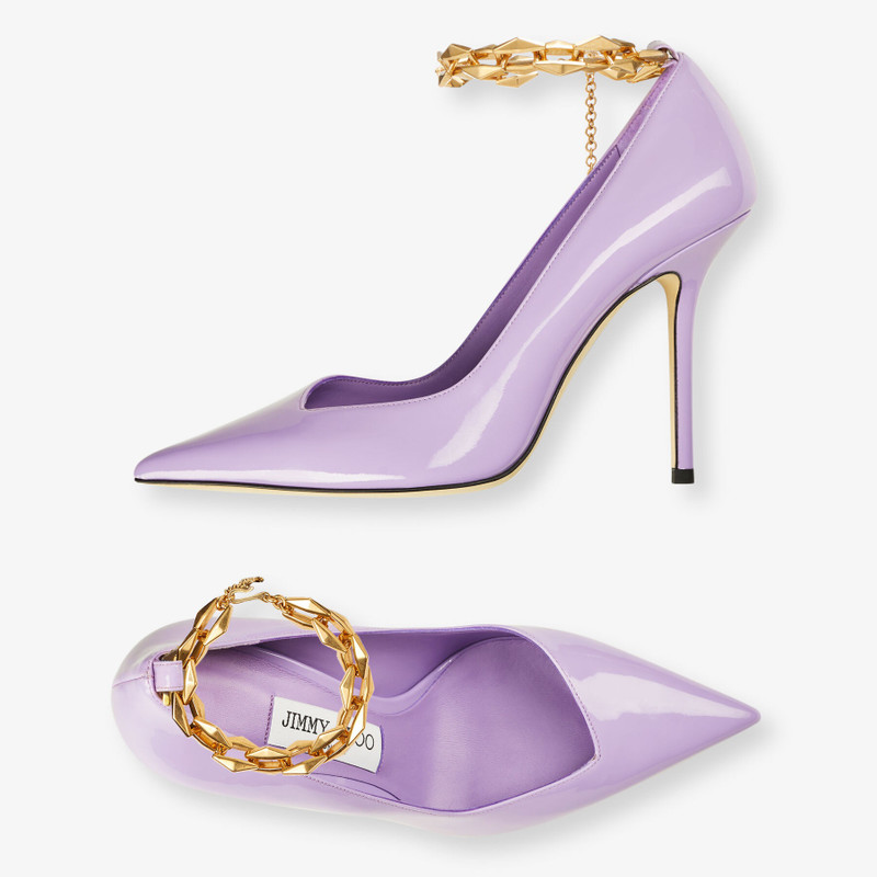 Diamond Talura 100 Wisteria Soft Patent Leather Pumps with Chain 6