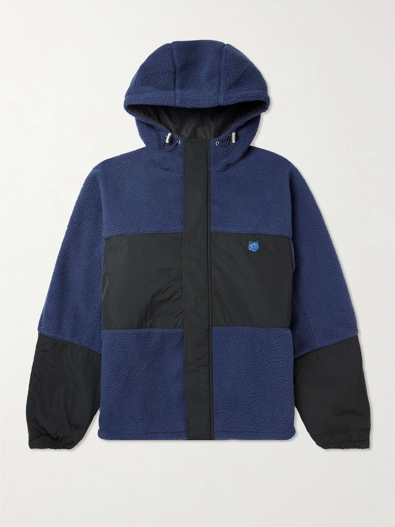 Logo-Appliquéd Shell-Trimmed Fleece Hooded Jacket - 1