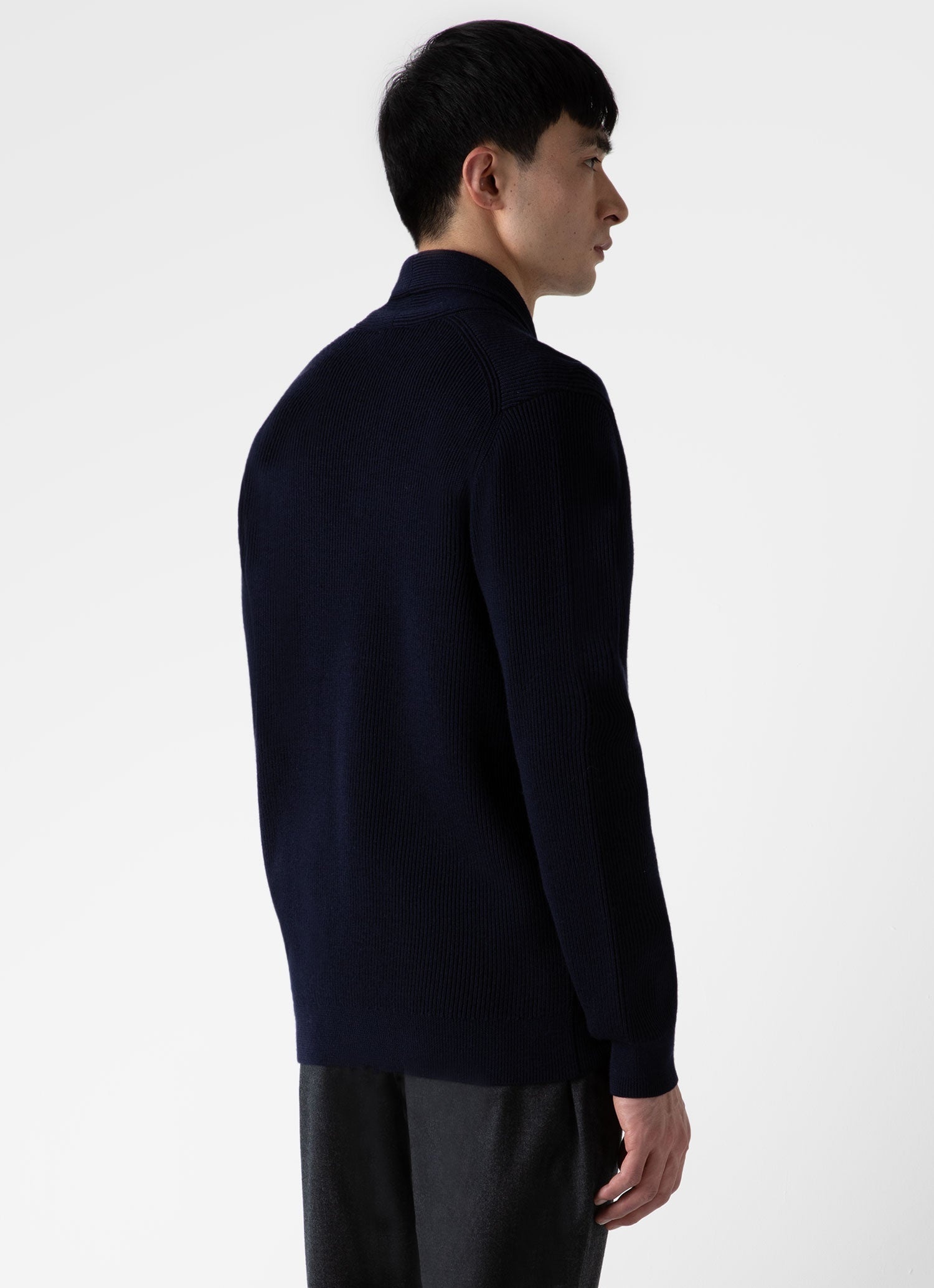 Ribbed Shawl Neck Cardigan - 4