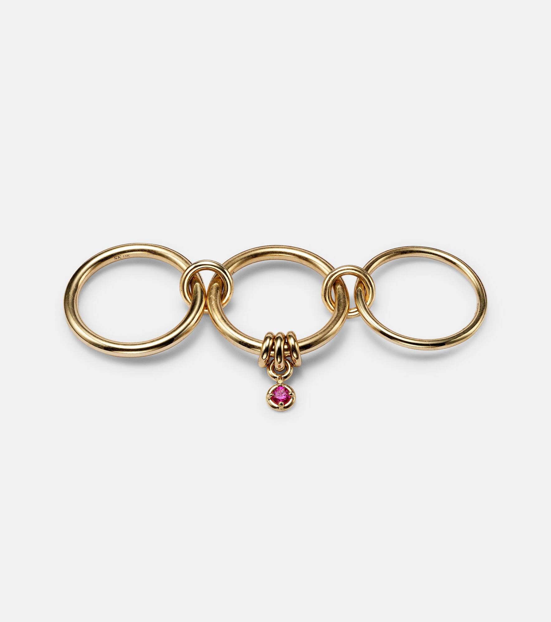 Piera 18kt gold linked rings with sapphire - 4