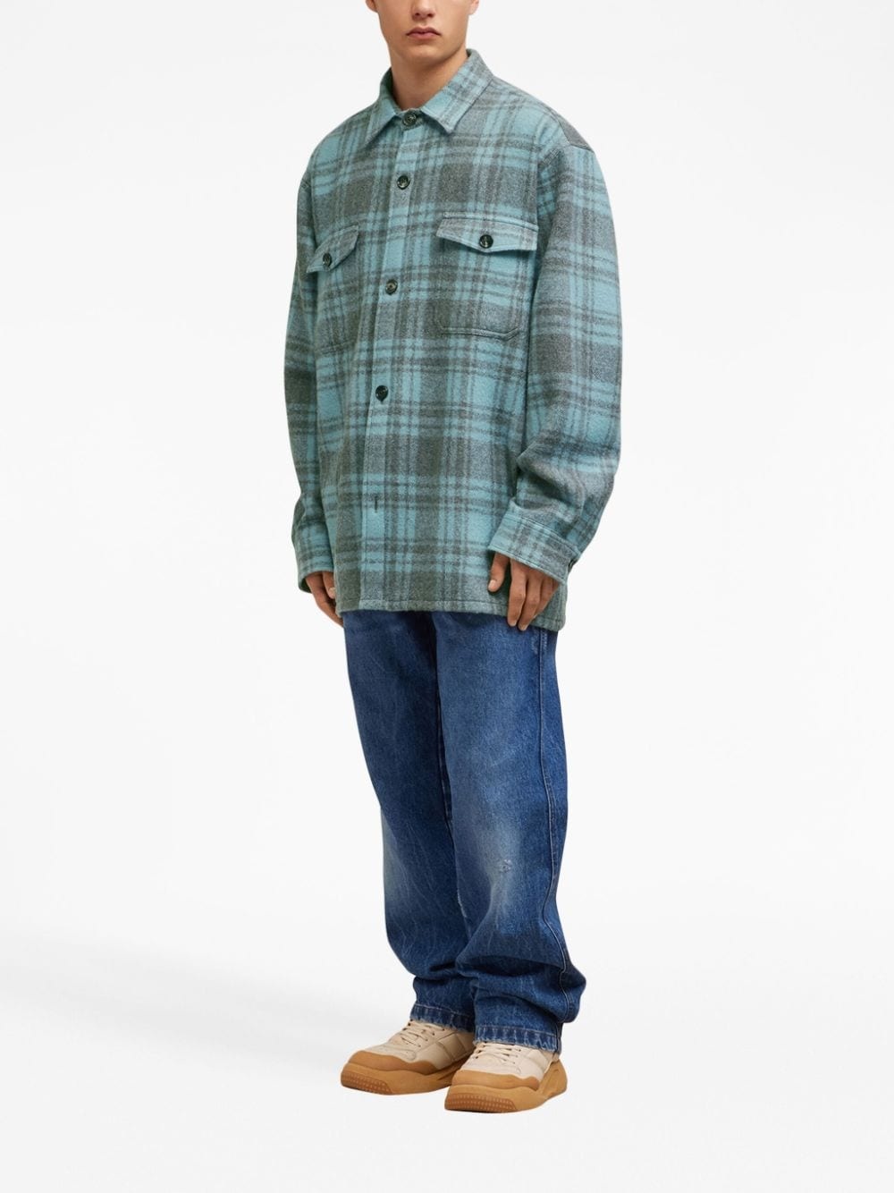 plaid wool shirt jacket - 2