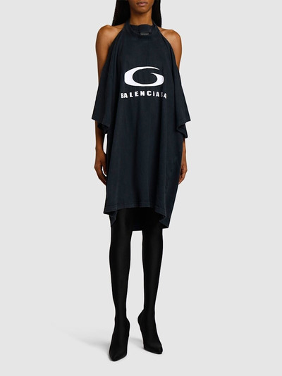 BALENCIAGA Icon Print pulled cotton t-shirt dress outlook