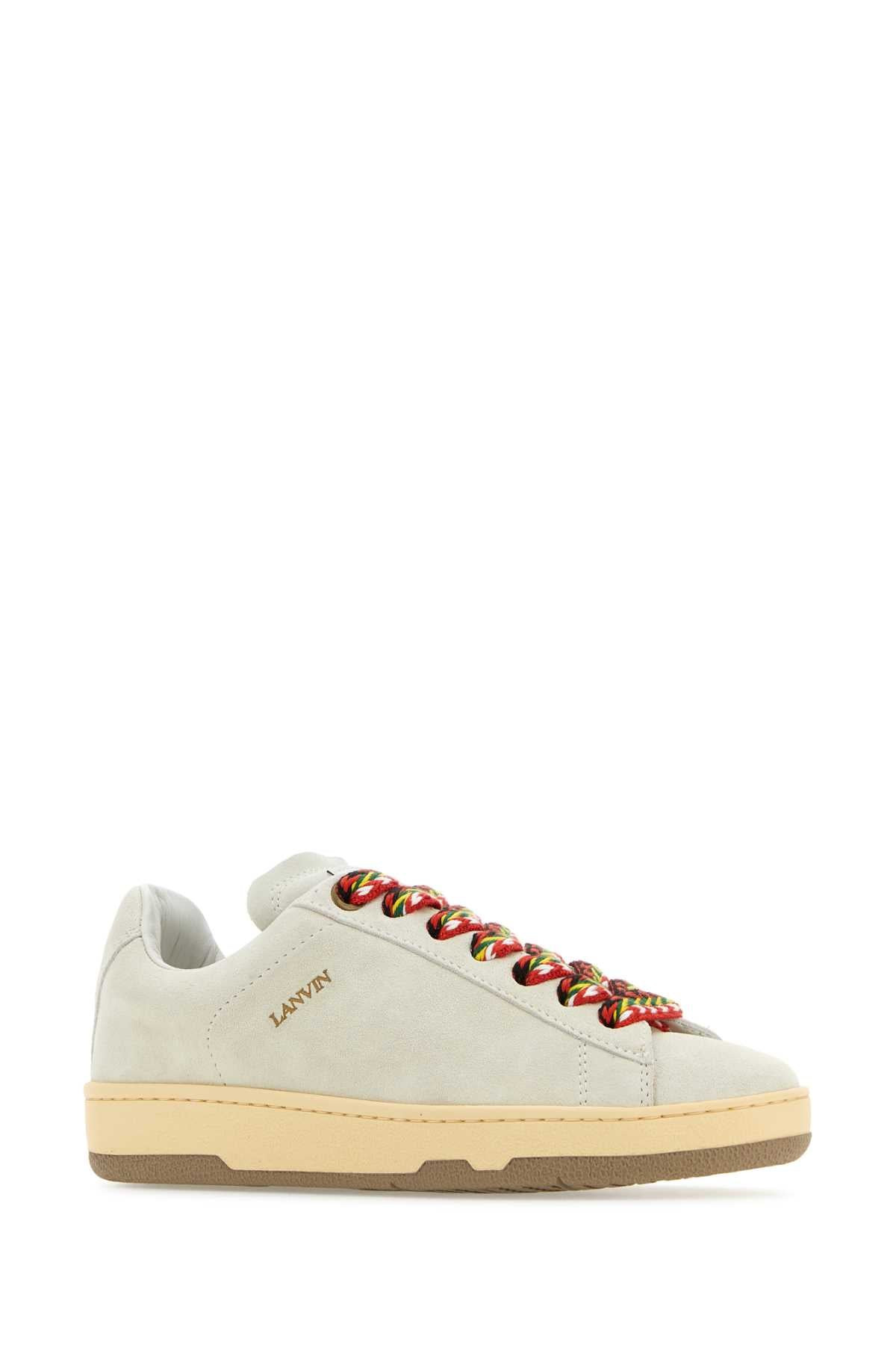 Lanvin Women Chalk Suede Lite Curb Sneakers - 2