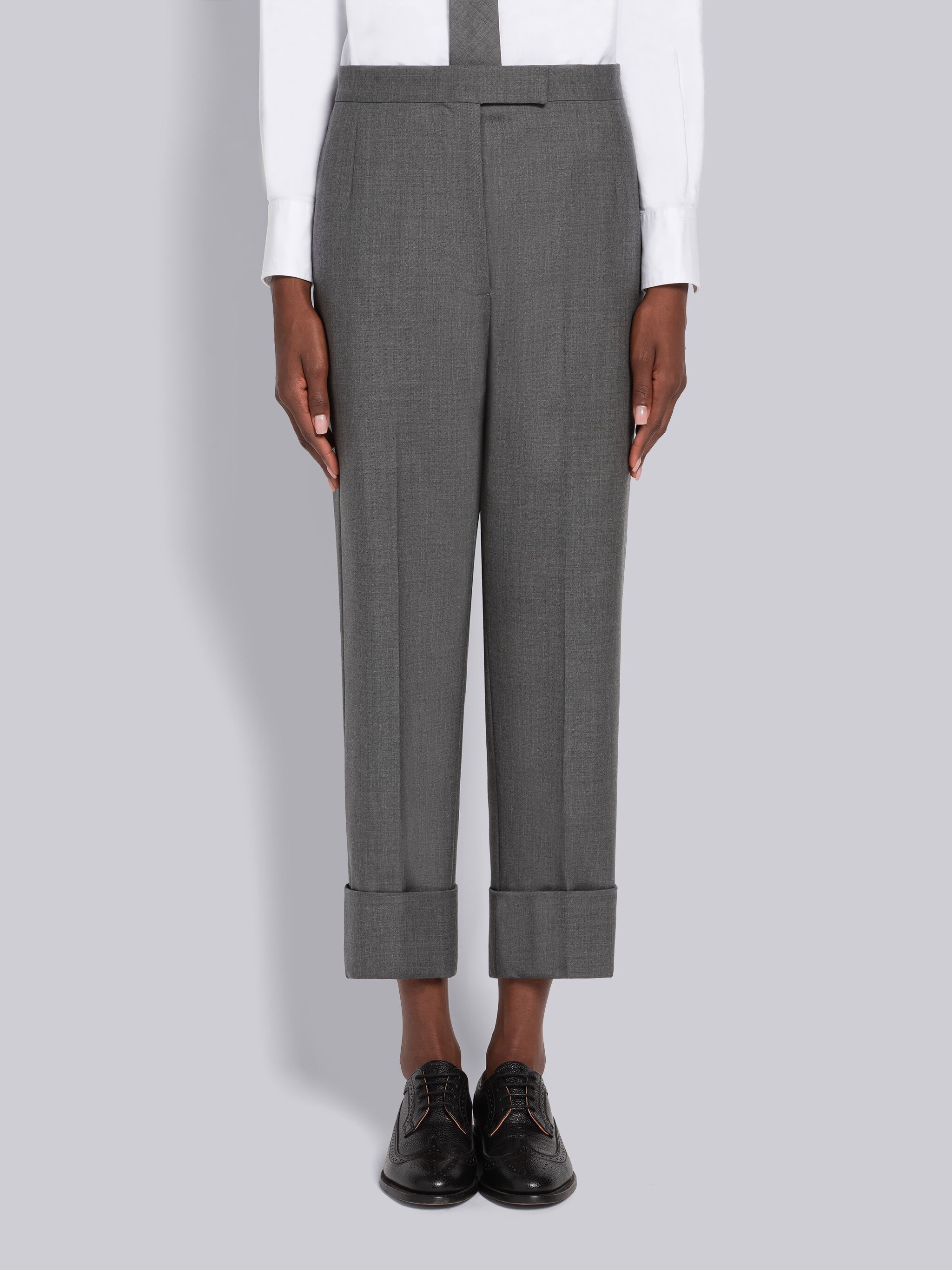 Medium Grey Super 120's Twill Menswear Fit Classic Trouser - 1