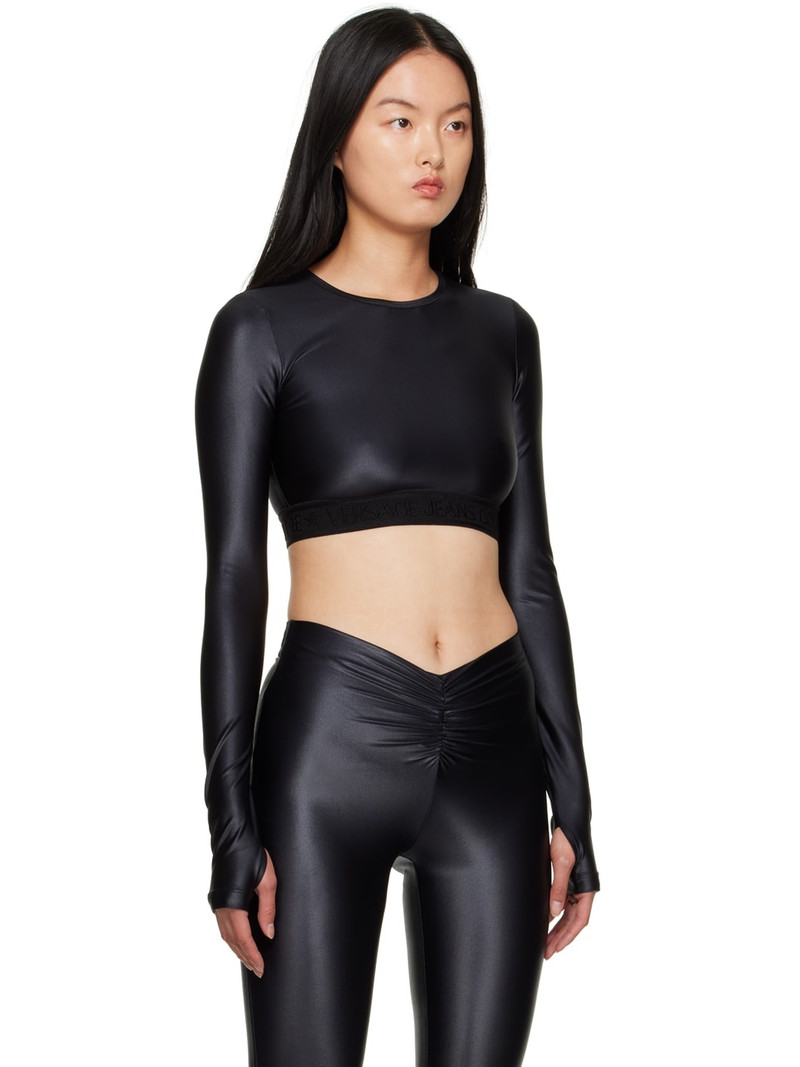 Black Elasticized Long Sleeve T-Shirt 2