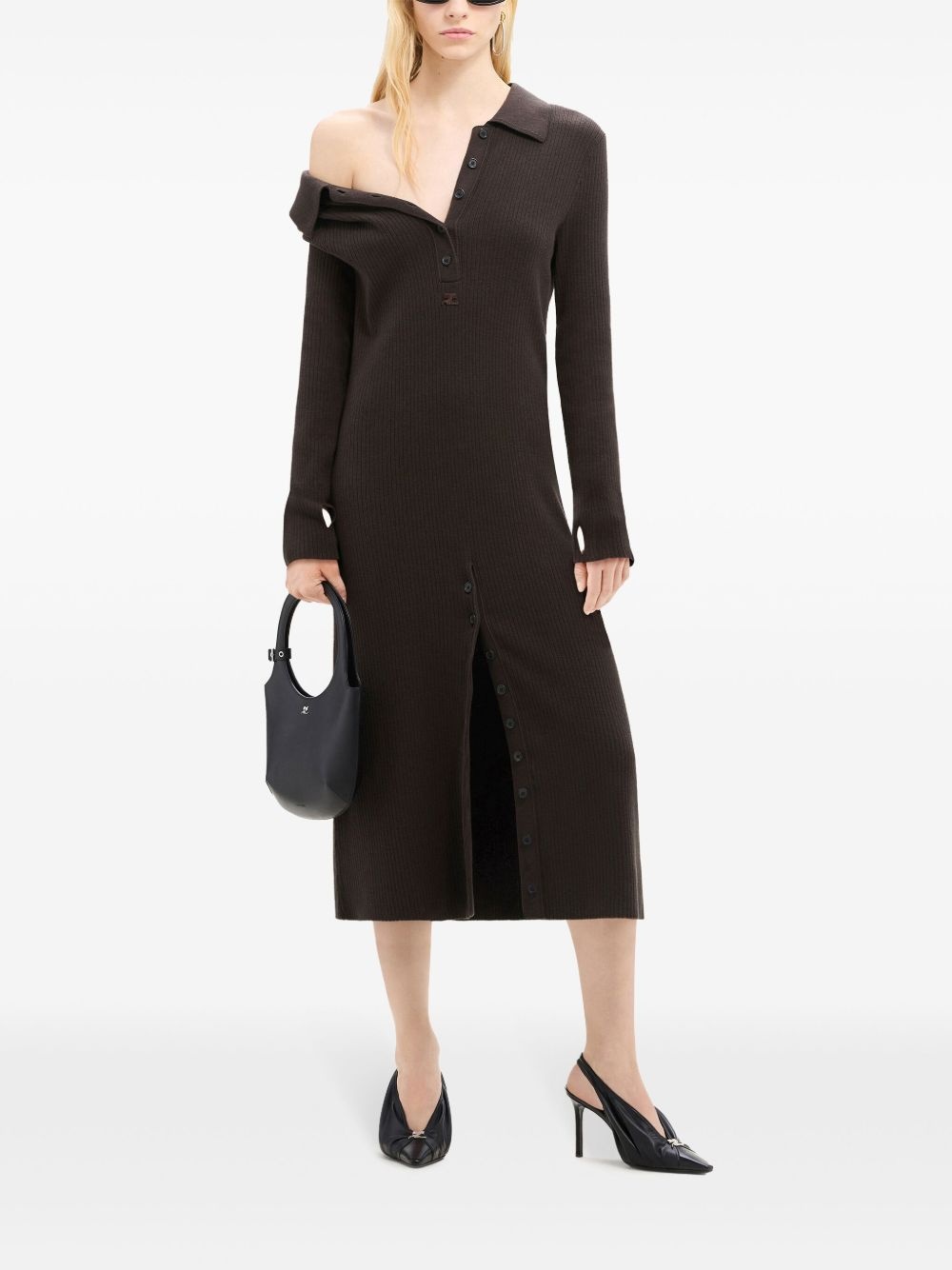 multi-button midi wool dress - 2
