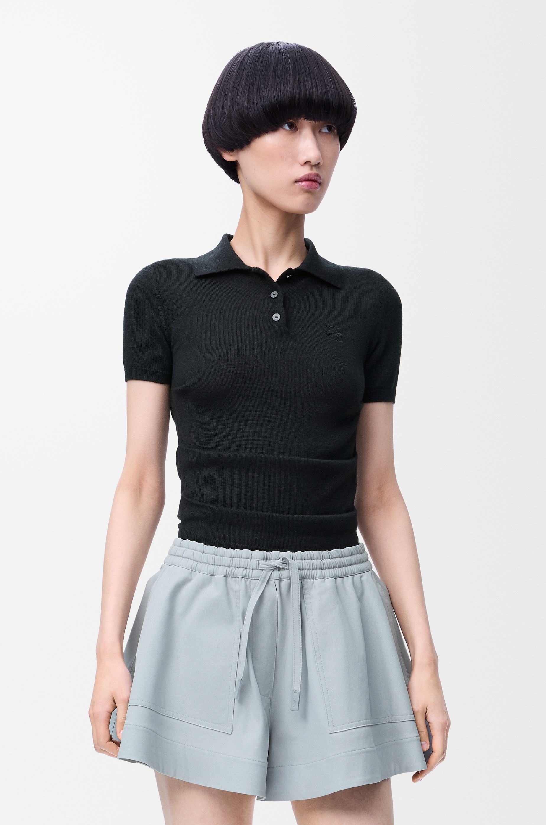 Short sleeve polo sweater in cashmere and silk - 3