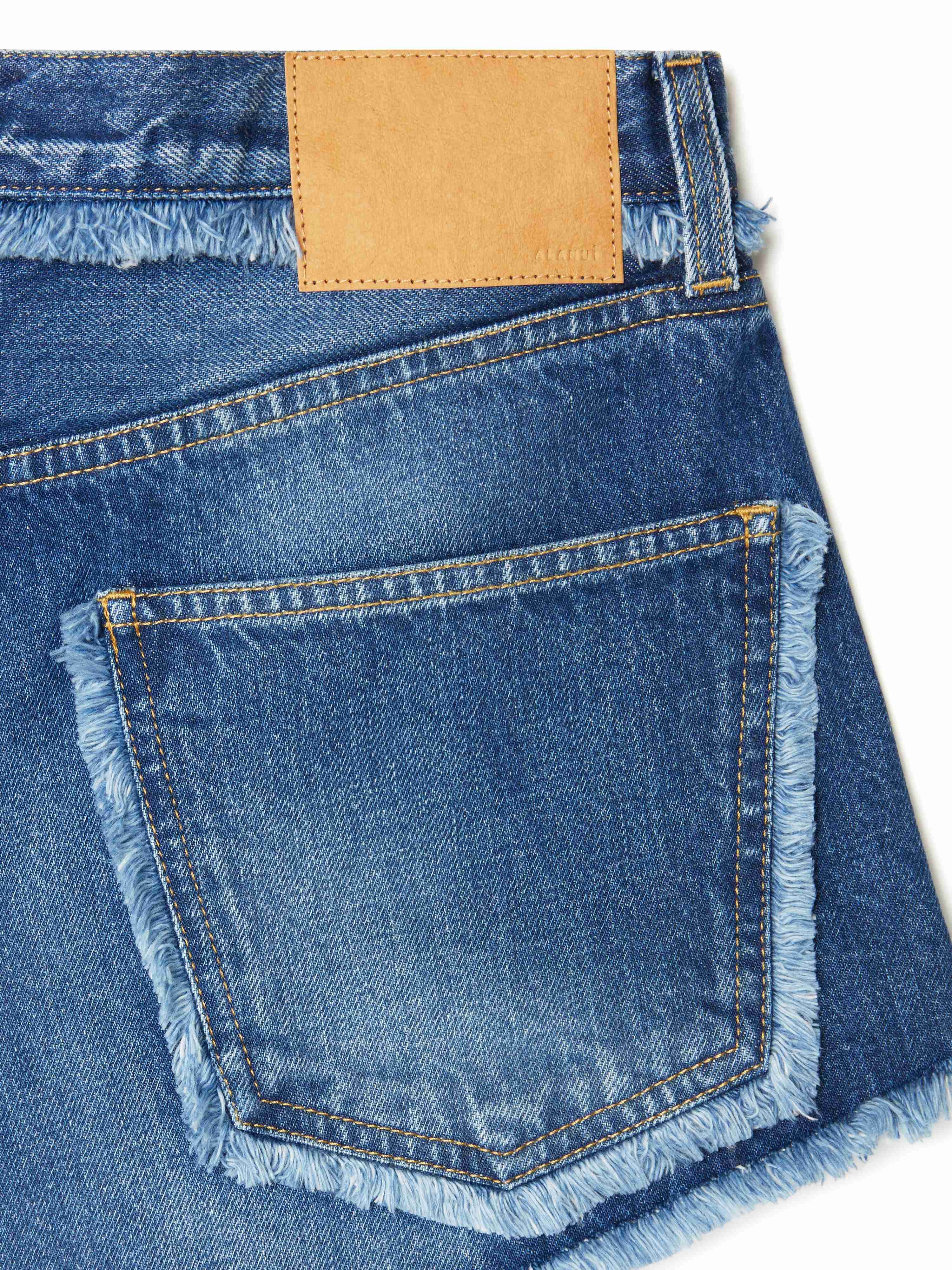 Fringed Denim Shorts - 7