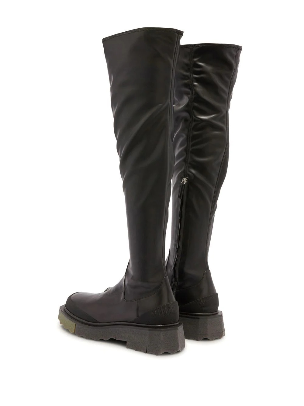 knee-length leather boots - 3