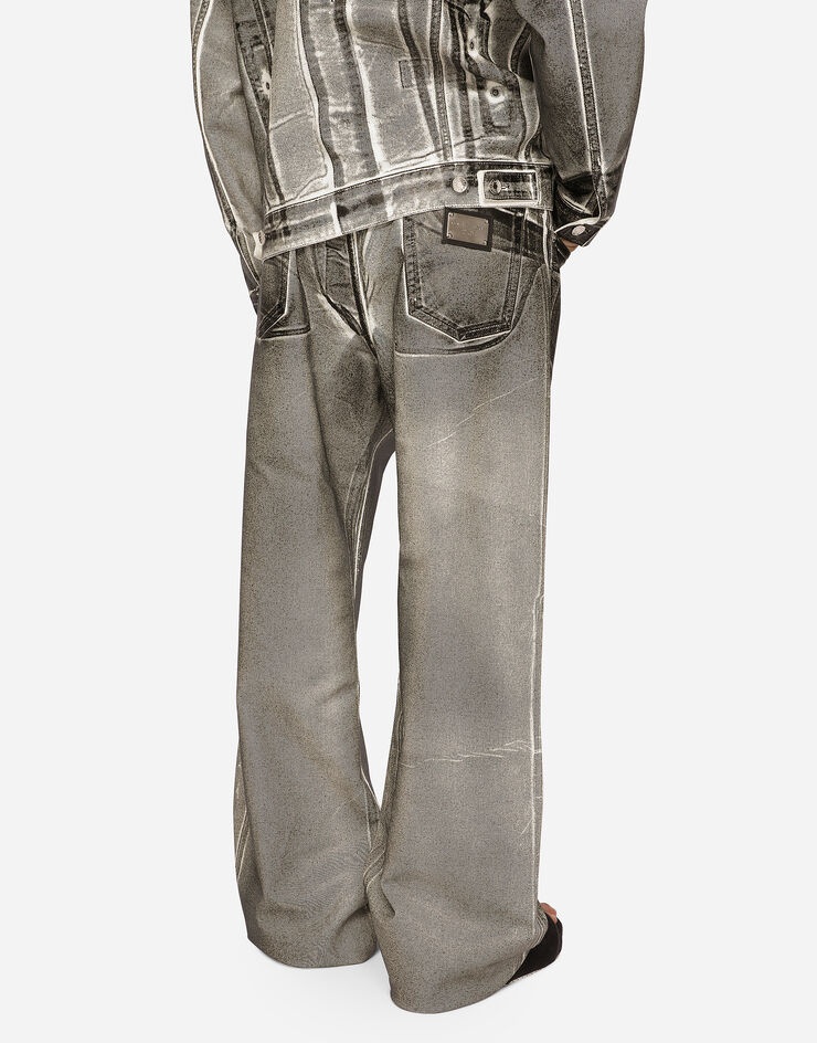 Coated gray straight-leg jeans - 3