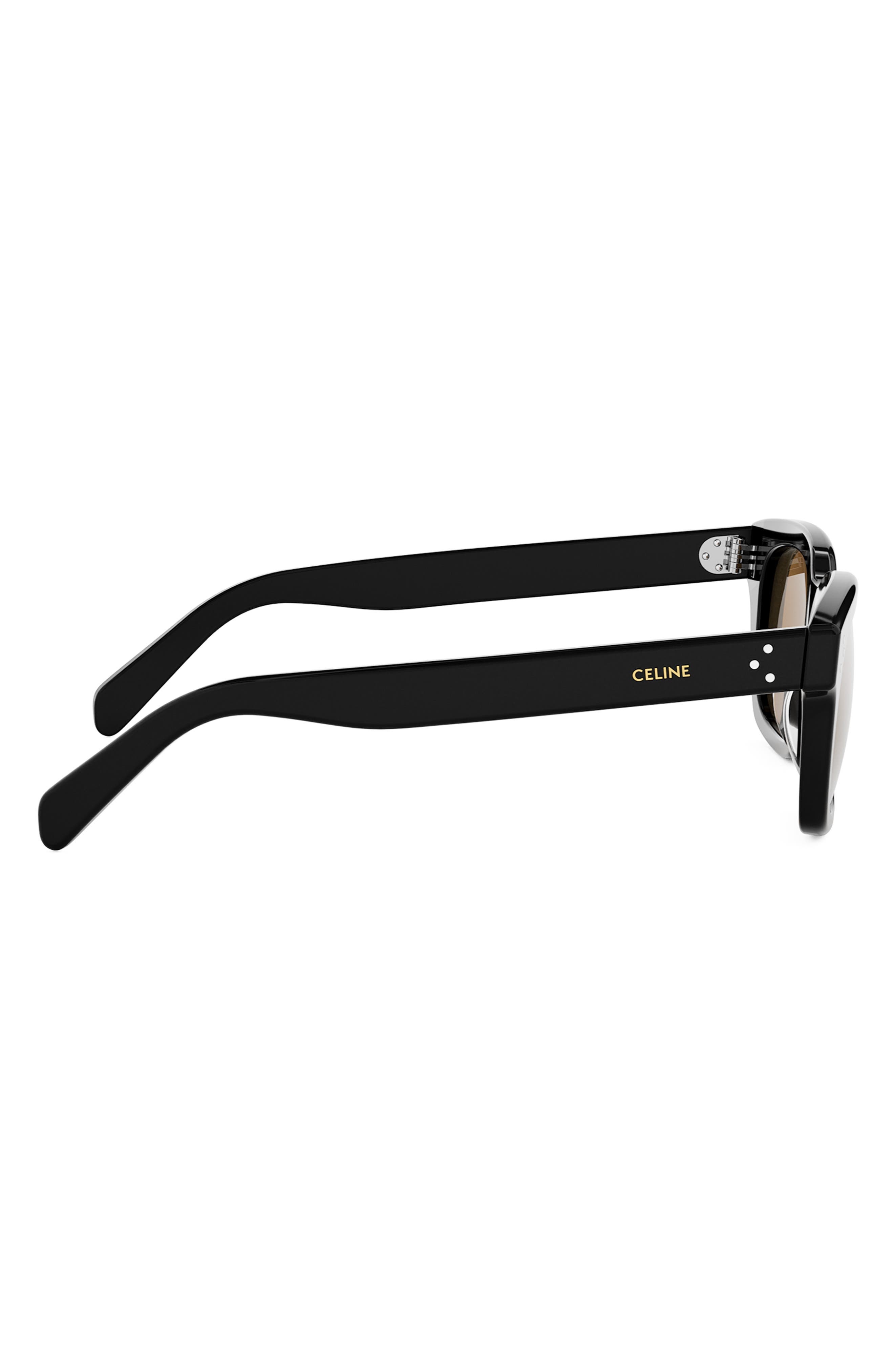 CELINE Bold 3 Dots 50mm Square Sunglasses in Shiny Black /Roviex at Nordstrom - 3