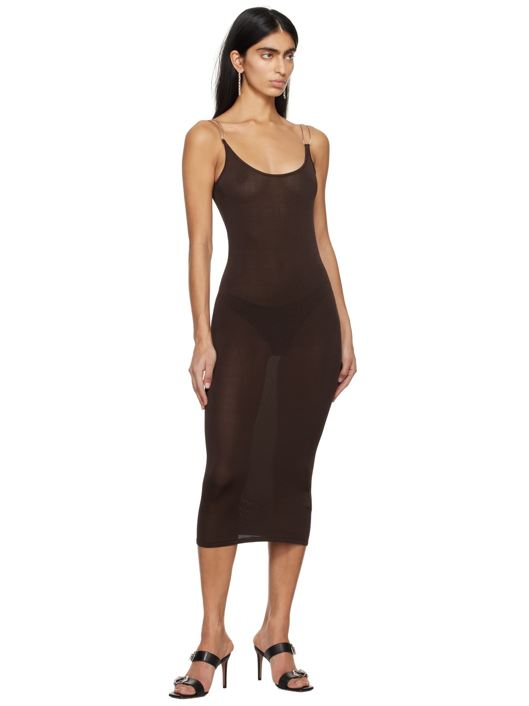 Brown Double Wire Midi Dress - 4