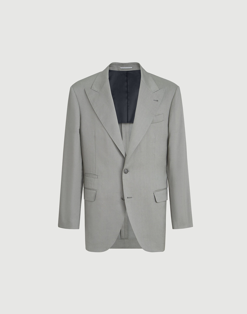 Tailor blazer in linen, virgin wool and mohair gabardine with peak lapels and metal buttons 1